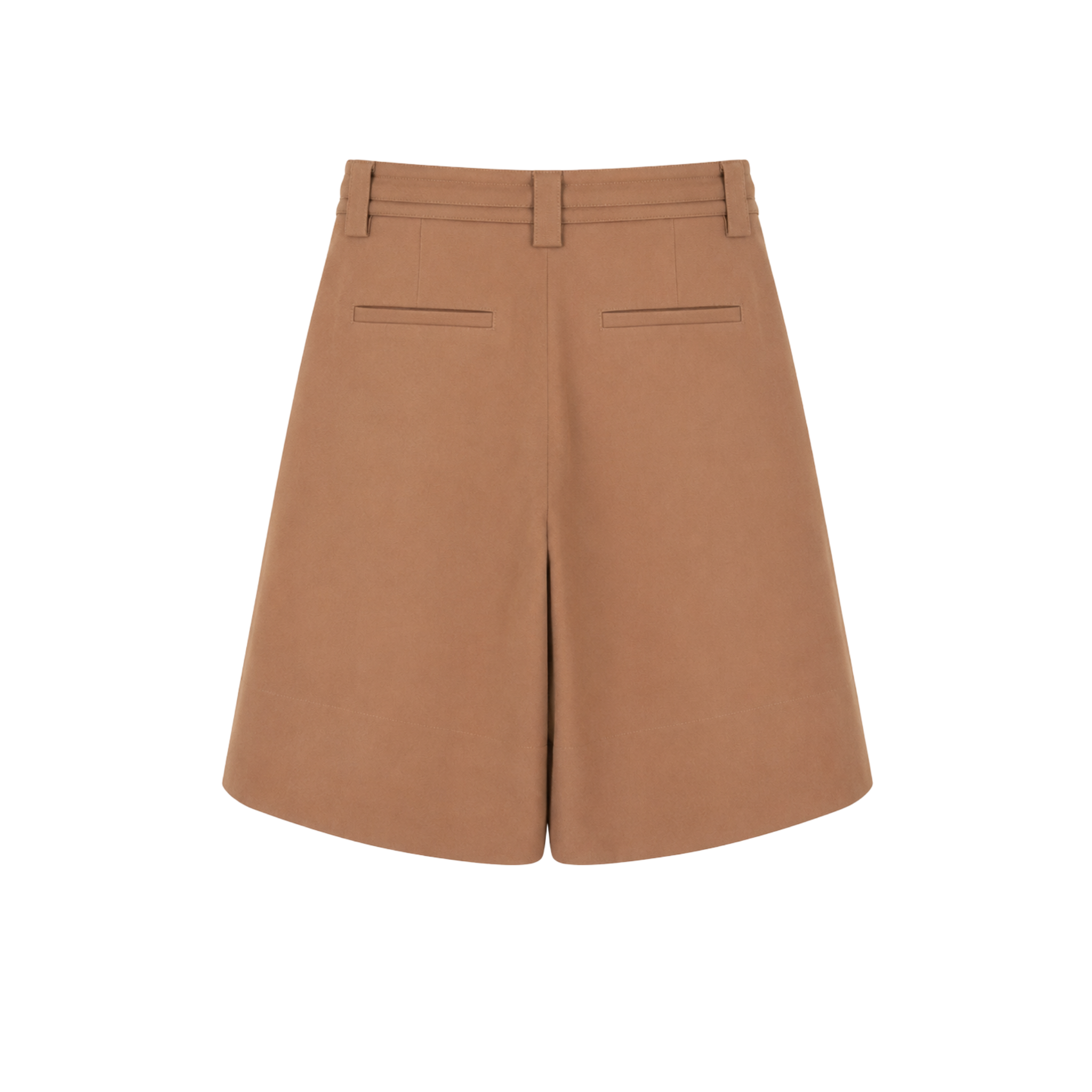LACE-UP WAIST DETAIL COTTON SHORTS CAMEL