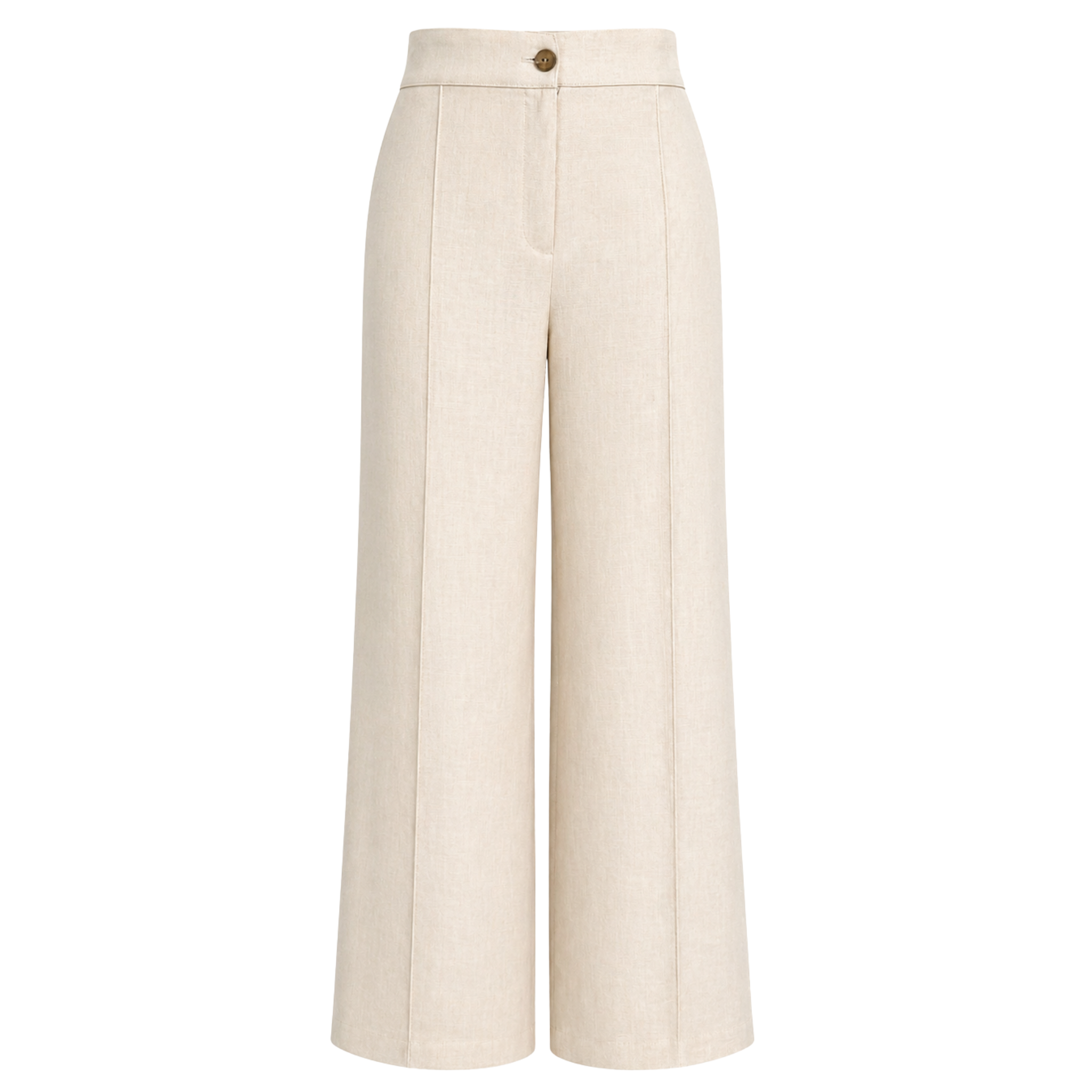 HIGH NECK WAIST-DEFINING LINEN SET STONE