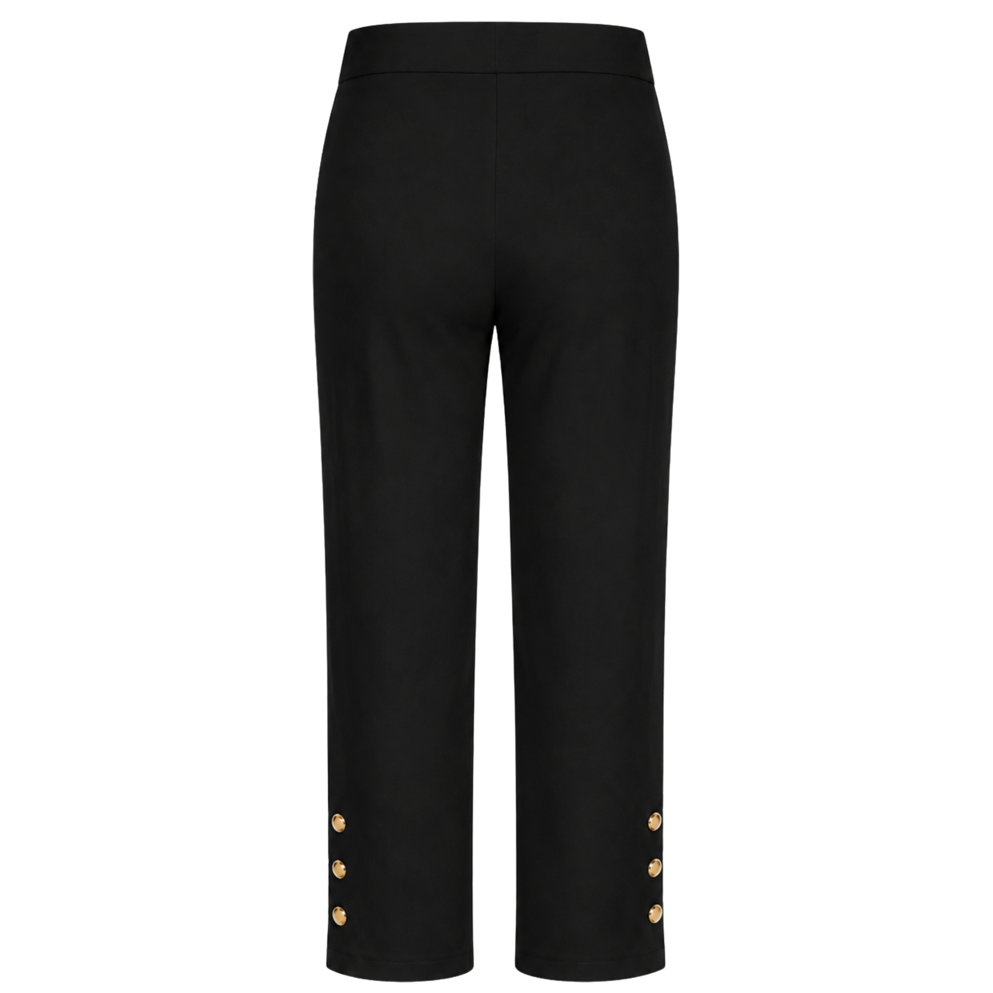 GOLD BUTTON DETAIL TROUSERS BLACK