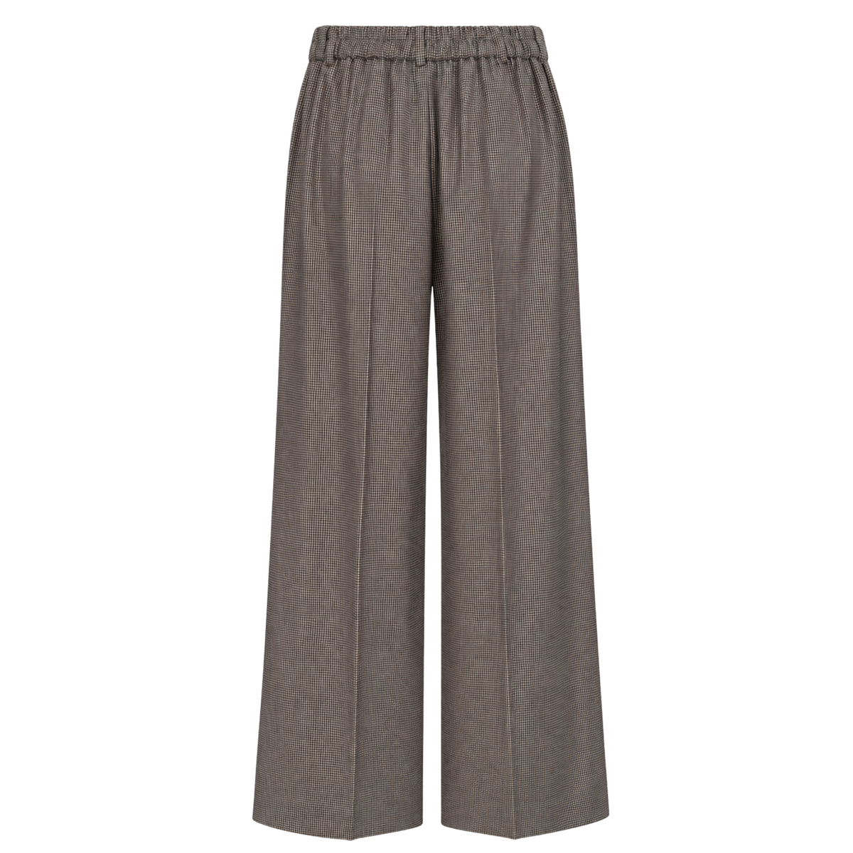 HOUNDSTOOTH TROUSERS WITH ELASTIC WAIST BROWN