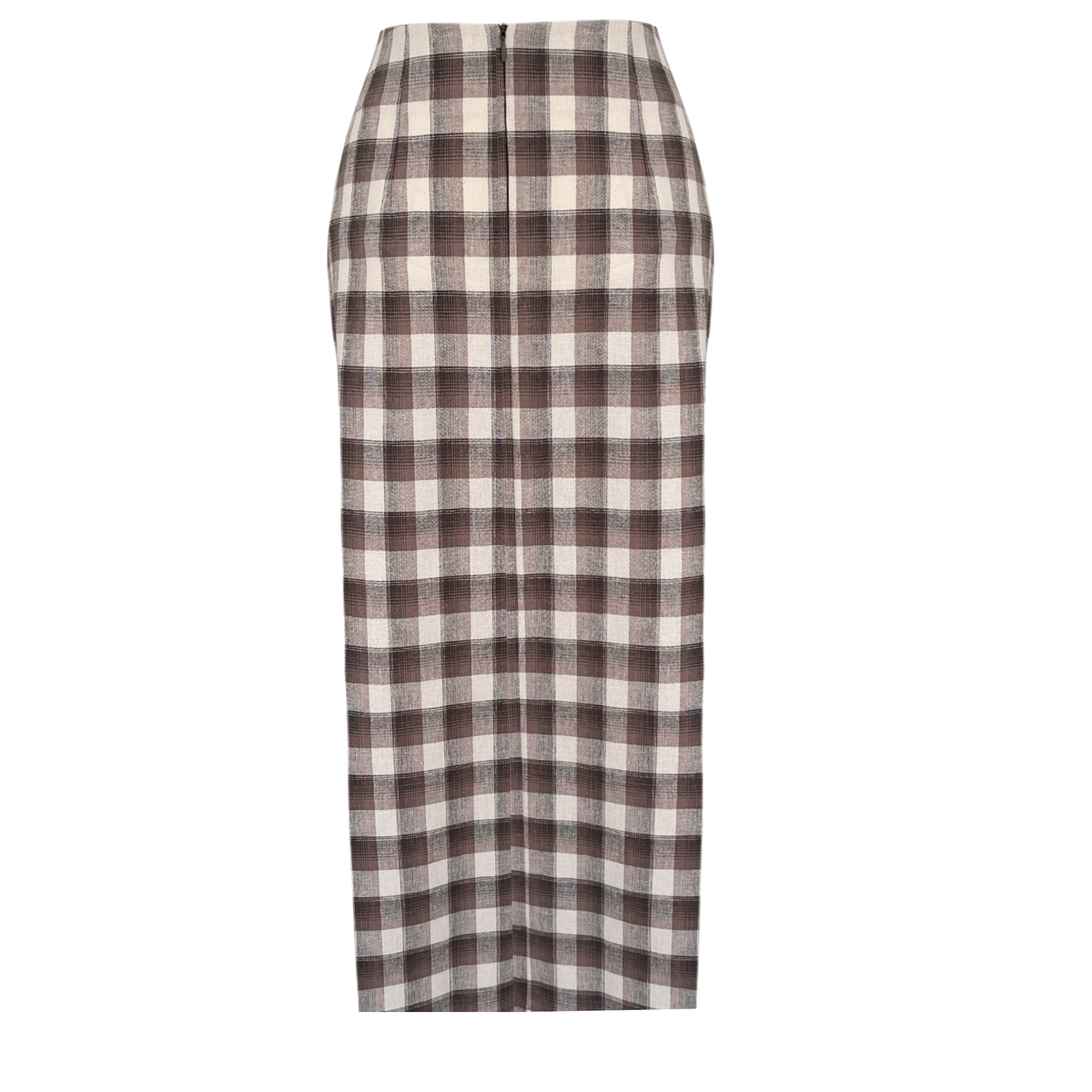 ASYMMETRIC STYLE CHECK PATTERN COTTON SKIRT