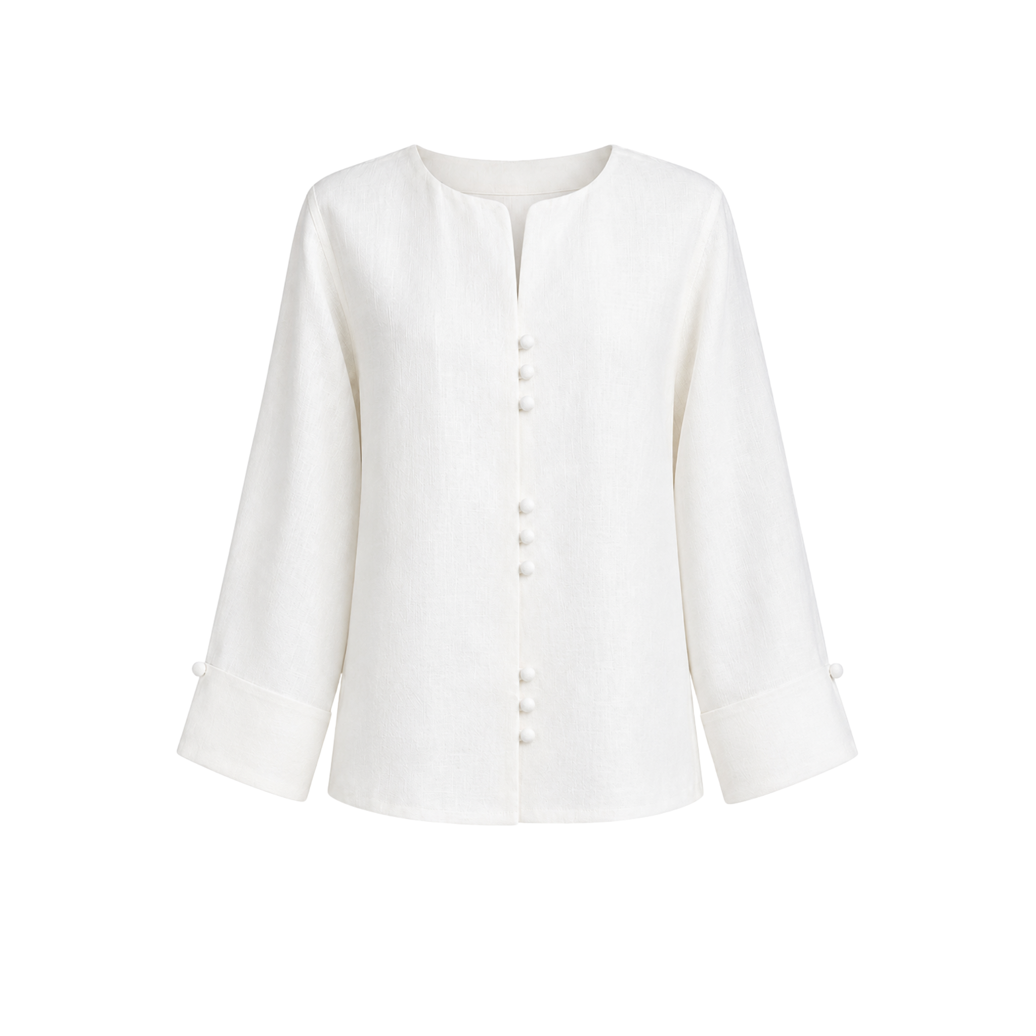 BUTTON DETAIL 100% LINEN SET WHITE