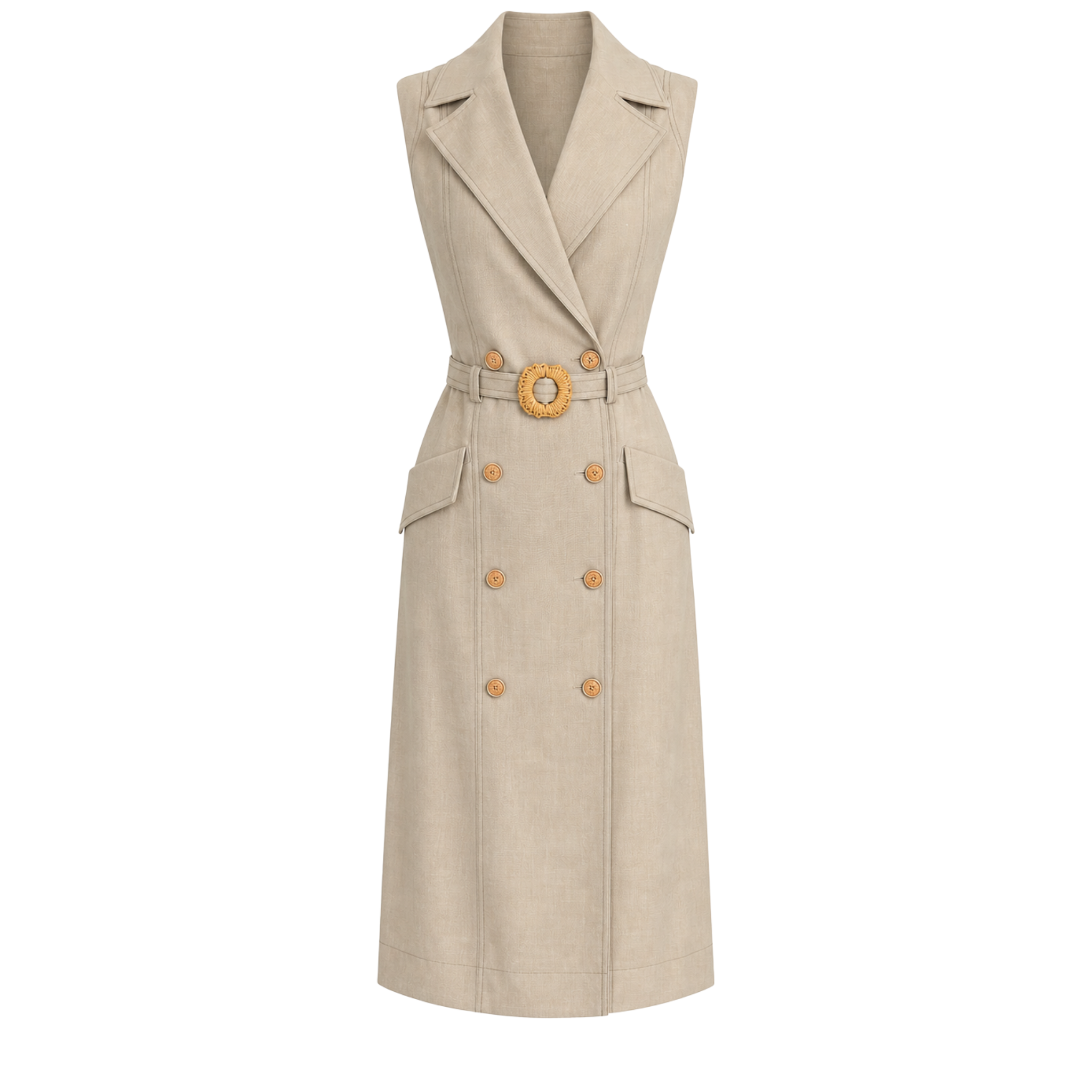 WRAP CLOSURE BLAZER COLLAR DRESS BEIGE