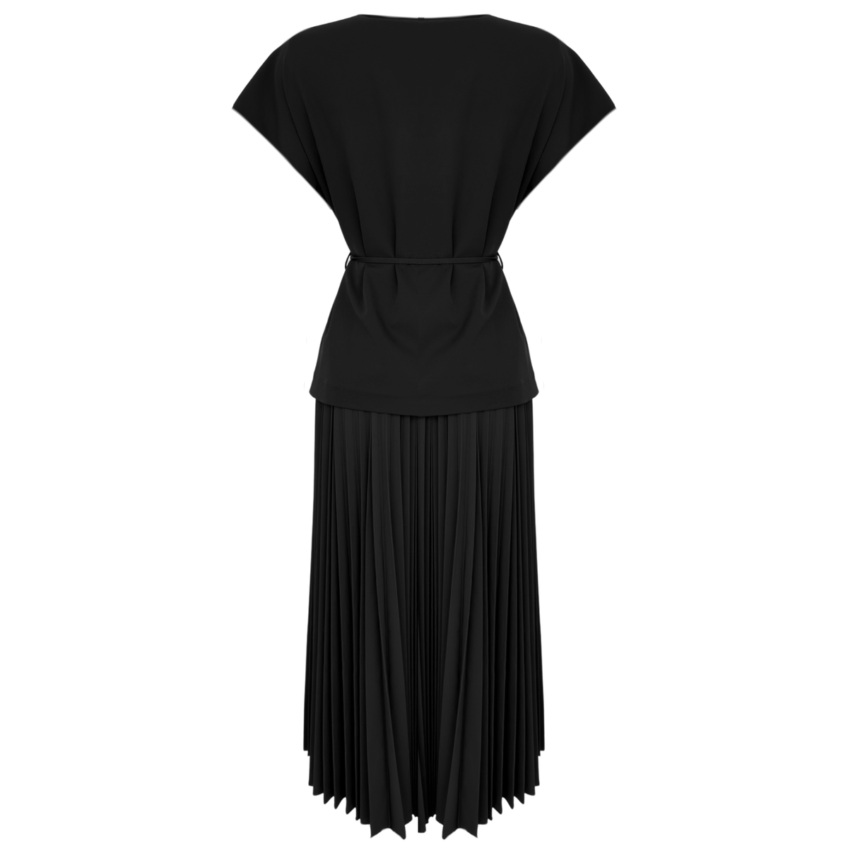 PLEAT SKIRT DETAIL WITH VEST DRESS BLACK
