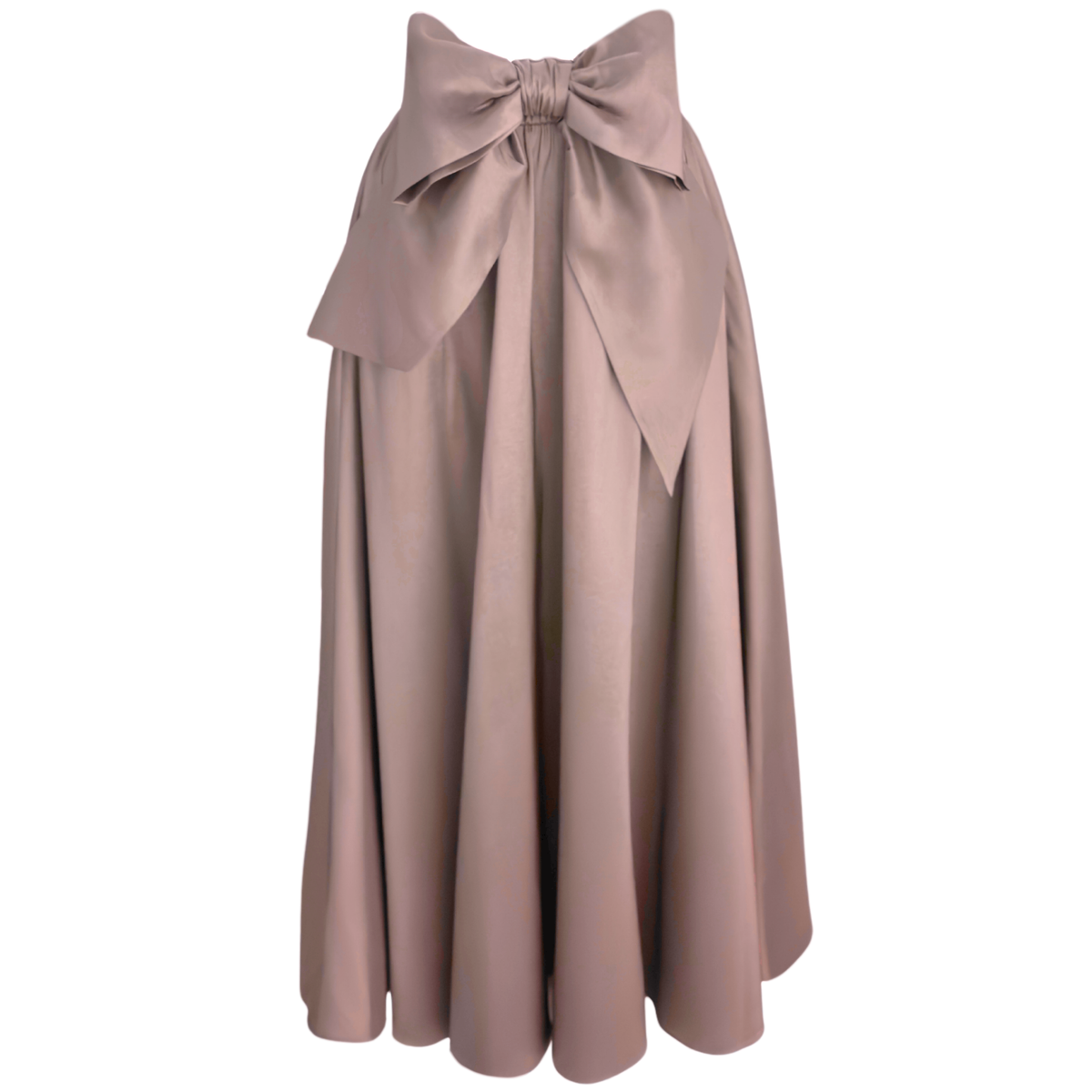 BOW DETAIL MAXI LENGTH TAFFETA SKIRT MINK