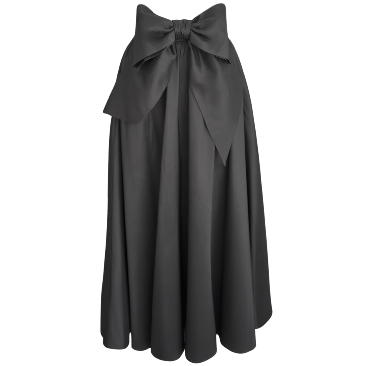 BOW DETAIL MAXI LENGTH TAFFETA SKIRT BLACK