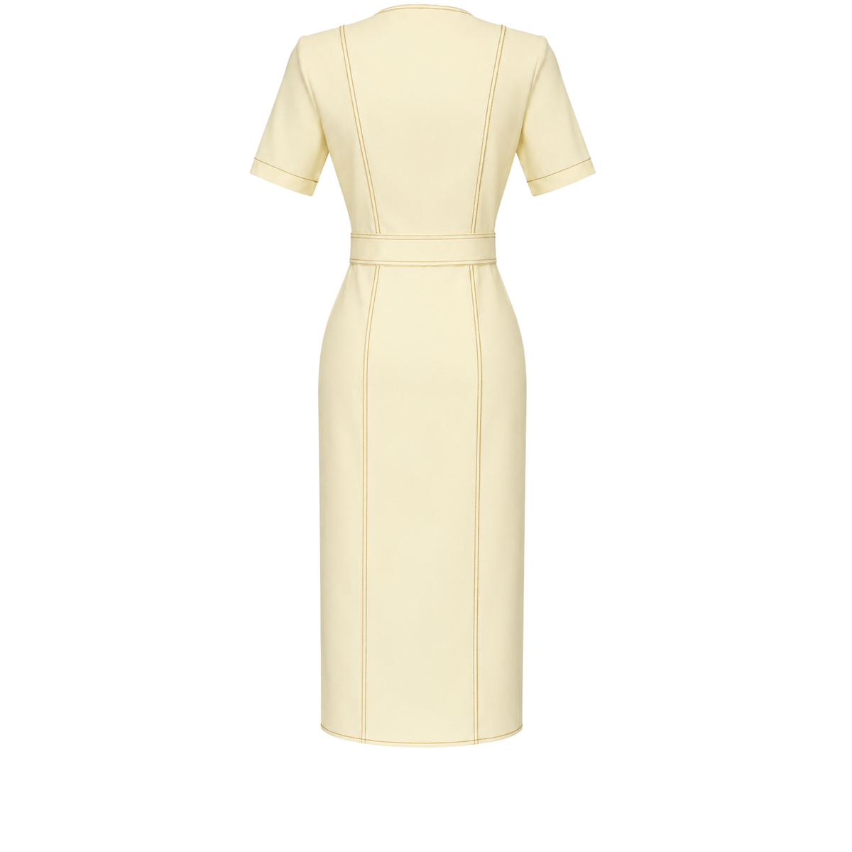 BELTED GOLD BUTTONS MIDI LENGTH DRESS YELLOW
