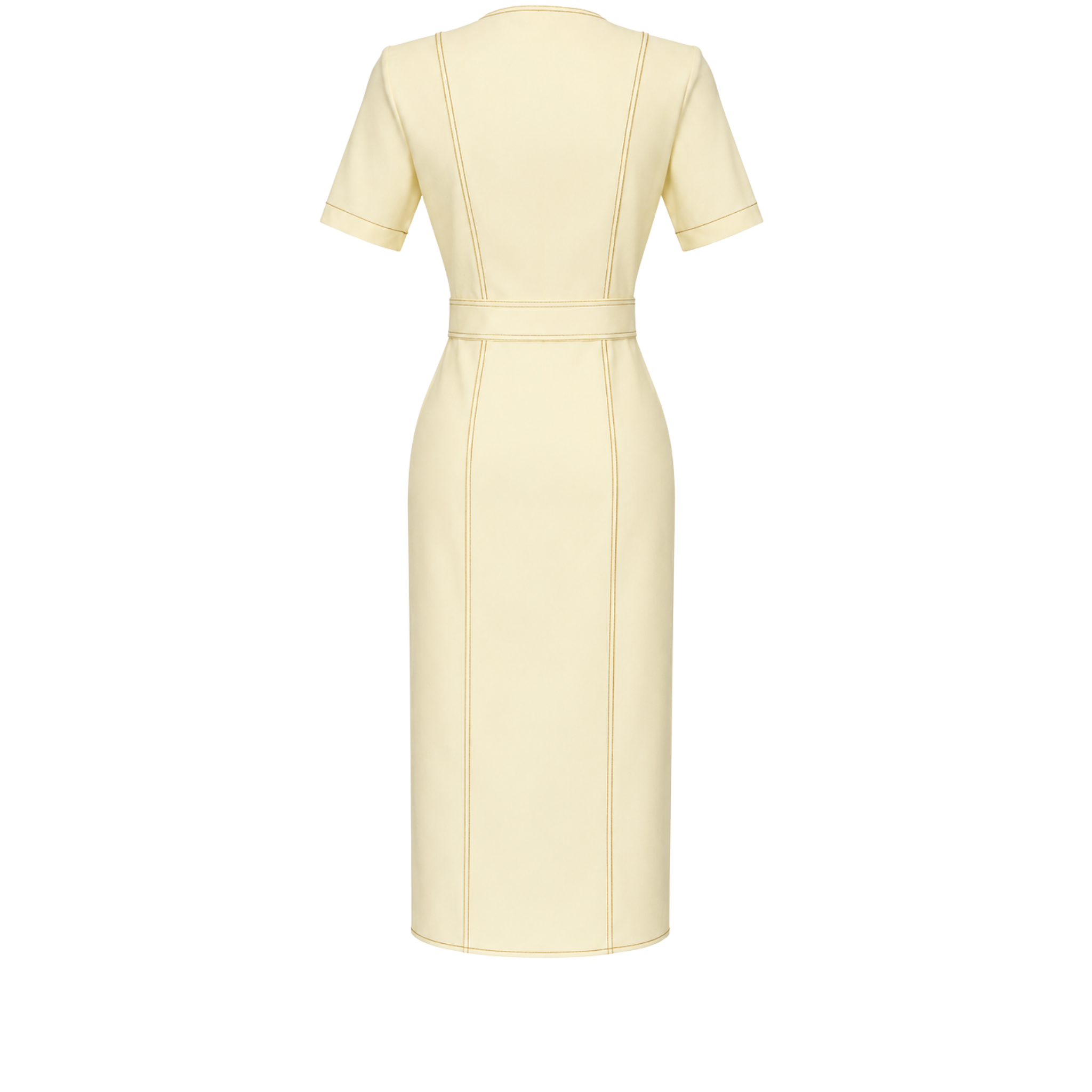 BELTED GOLD BUTTONS MIDI LENGTH DRESS YELLOW