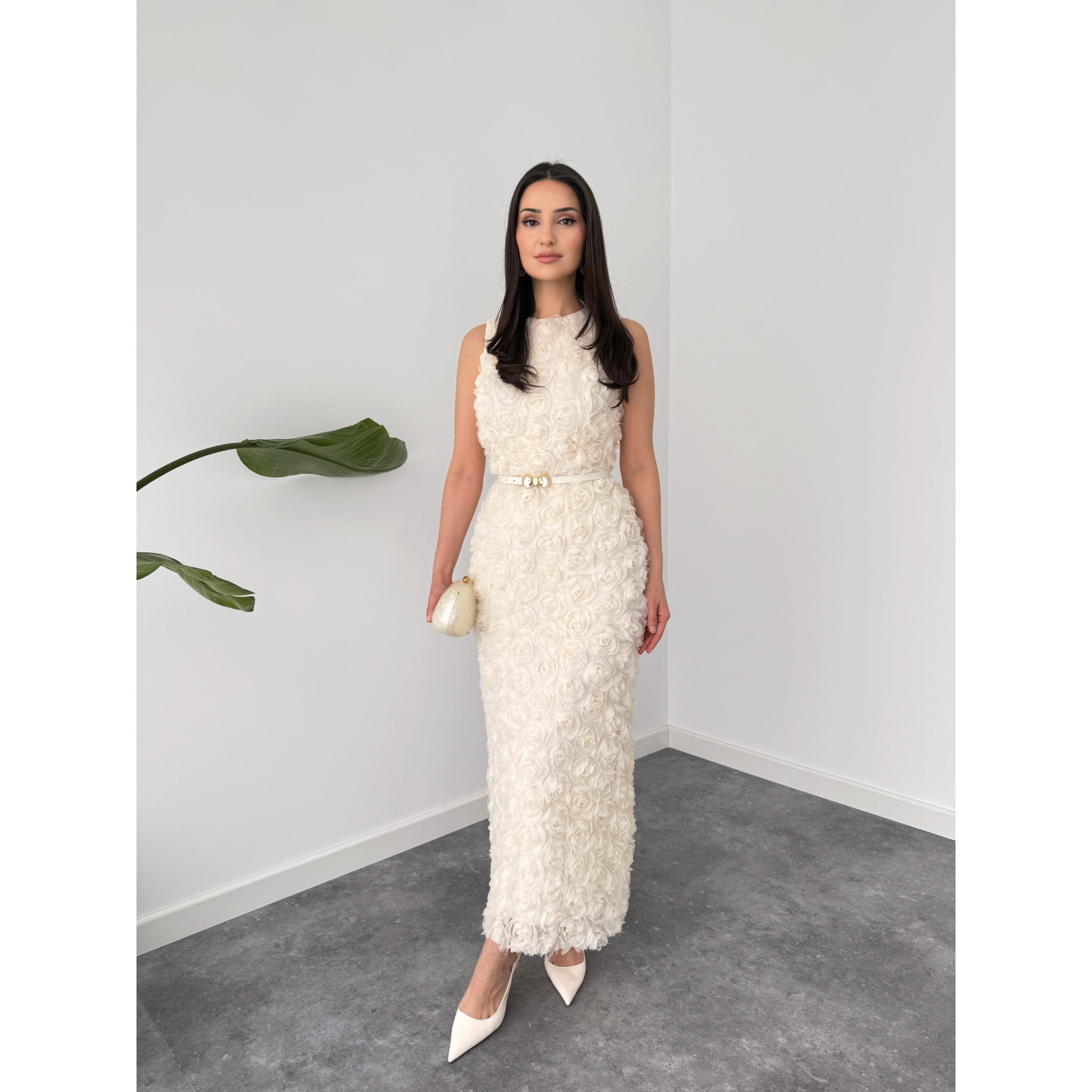 ROSALIE DESIGN DRESS ECRU