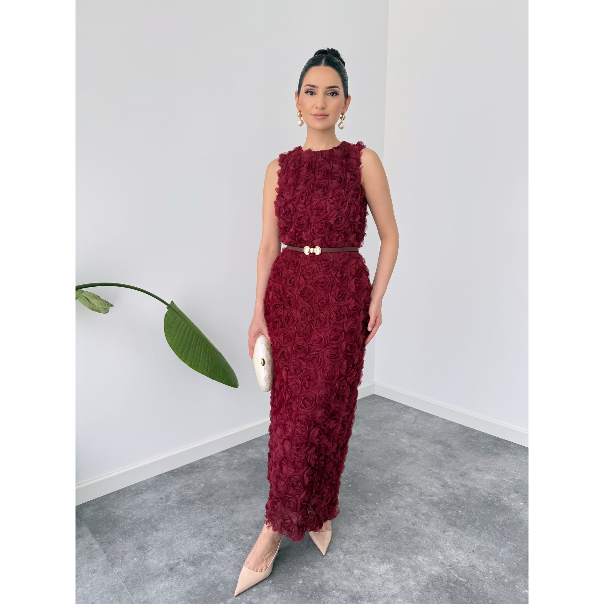 ROSALIE DESIGN DRESS BURGUNDY