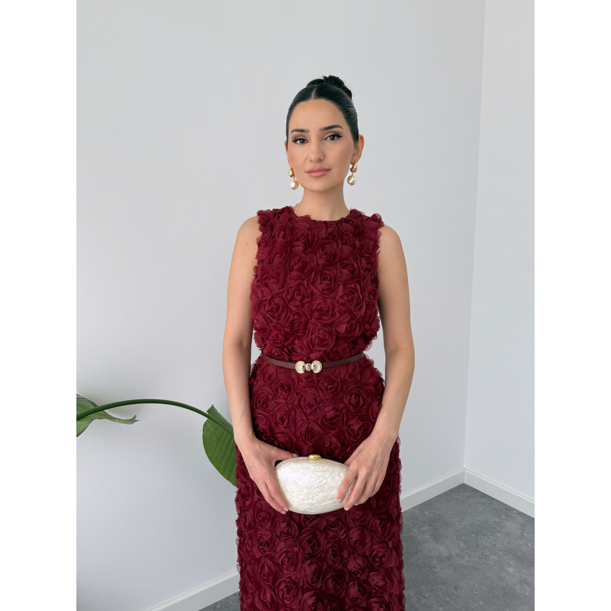 ROSALIE DESIGN DRESS BURGUNDY