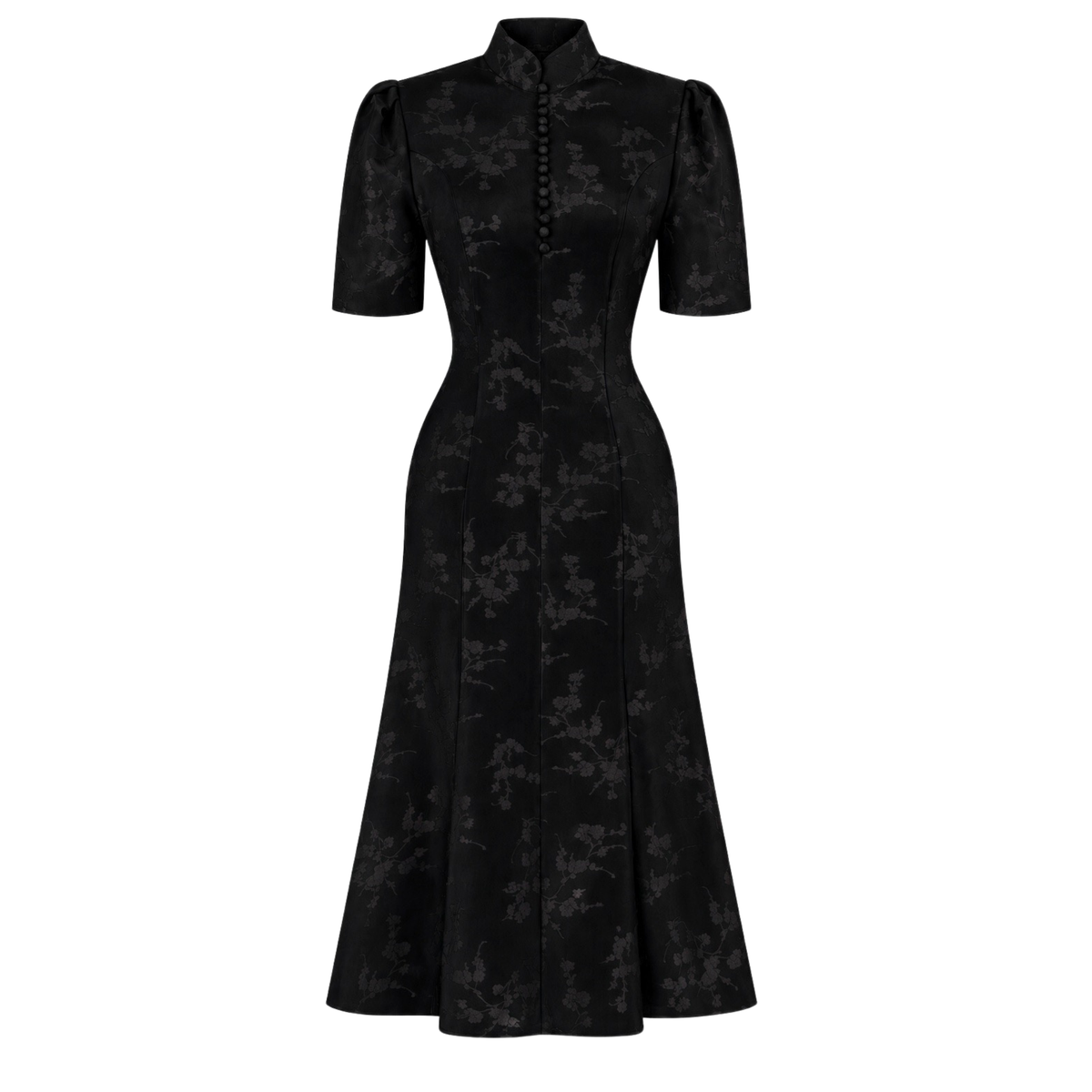 BUTTON DETAIL JACQUARD DRESS BLACK