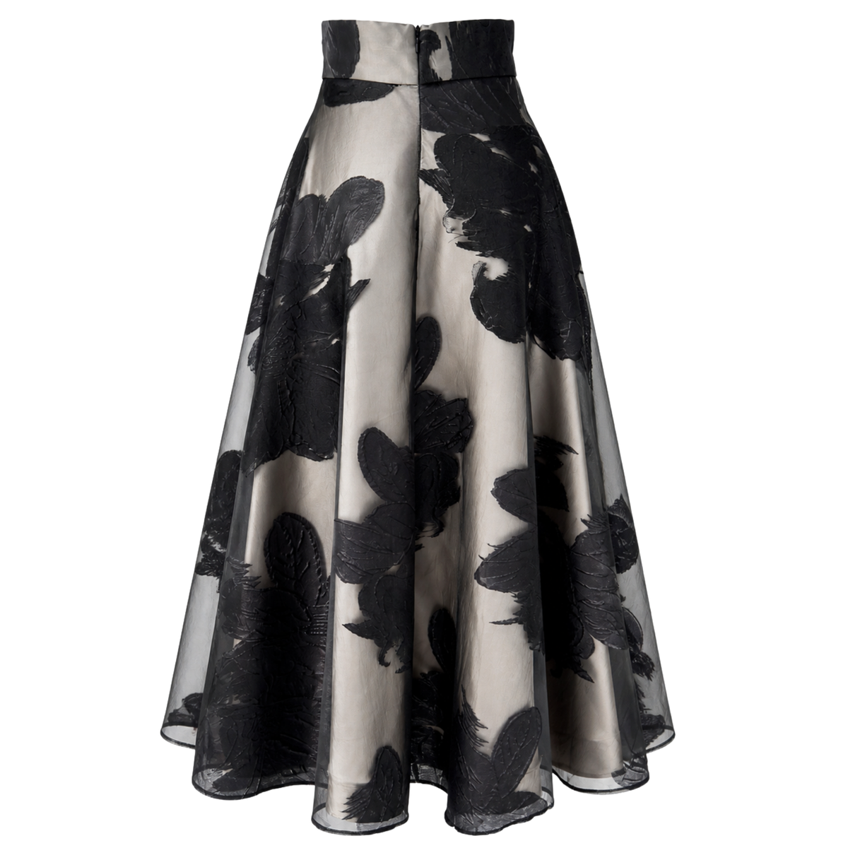 FLORAL PRINT JACQUARD A-LINE SKIRT GREY
