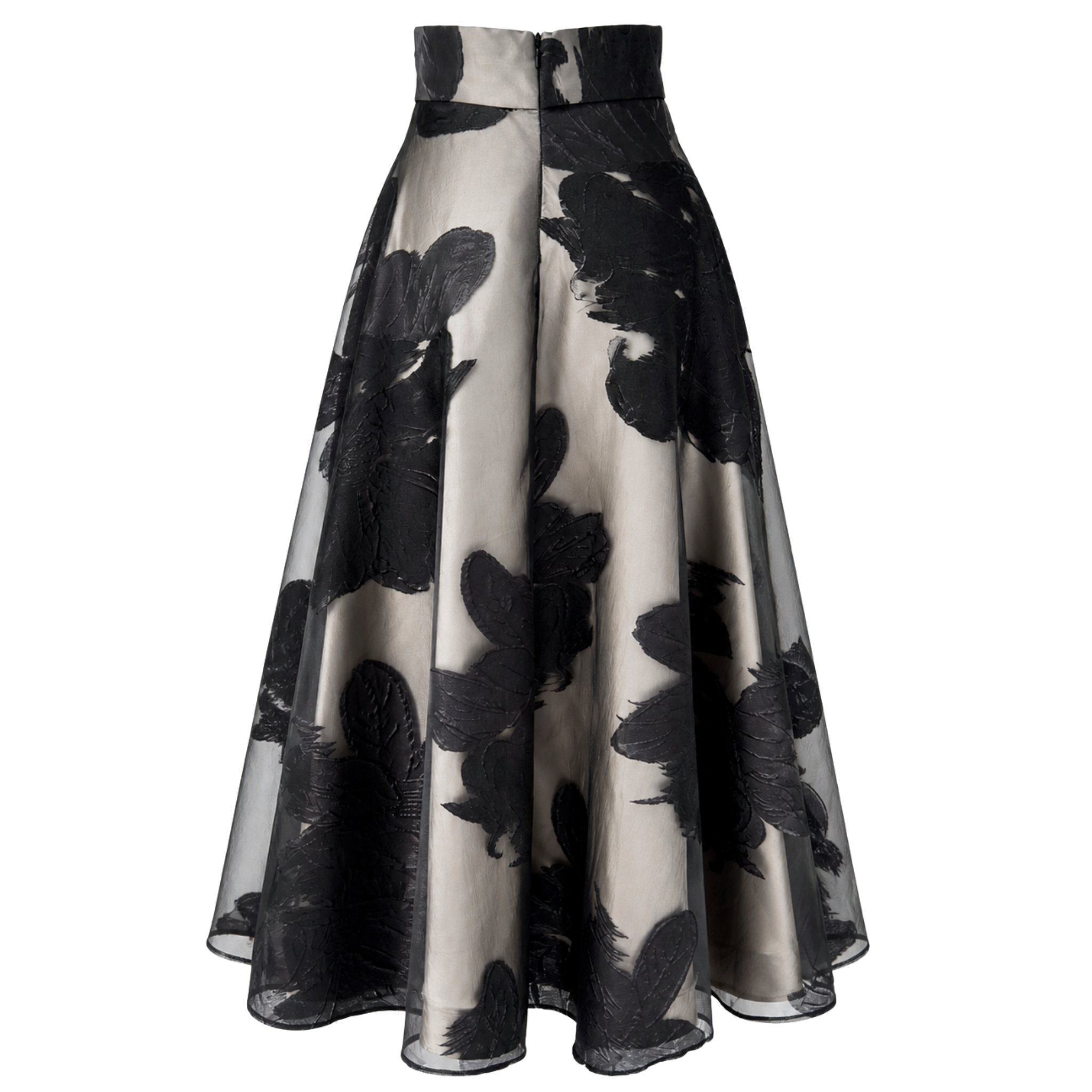 FLORAL PRINT JACQUARD A-LINE SKIRT GREY