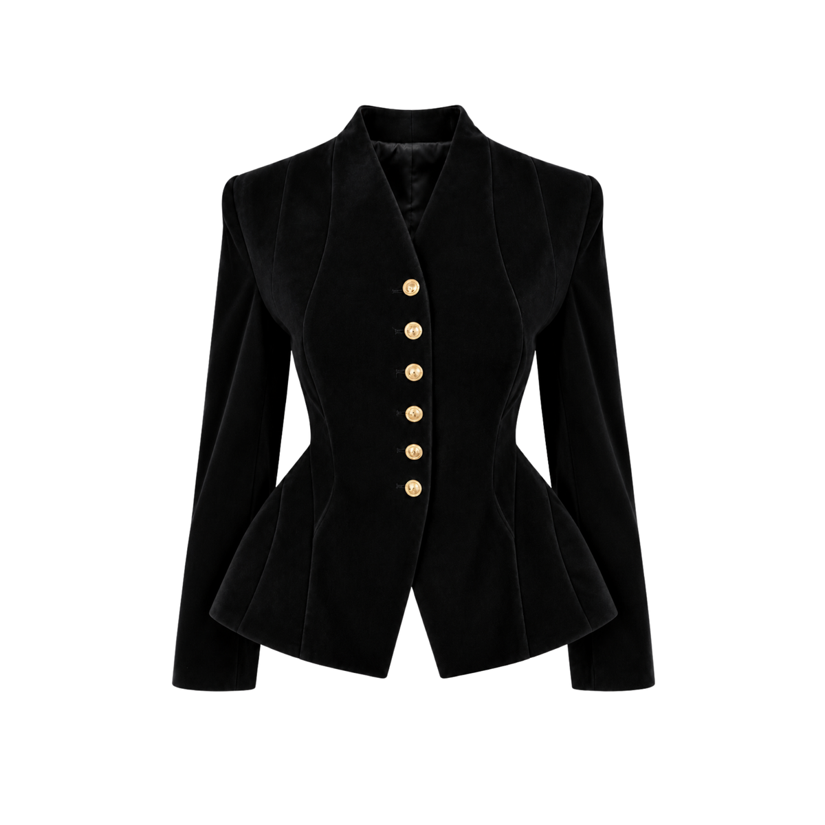 GOLD DÜĞMELİ KADİFE PEPLUM CEKET SİYAH