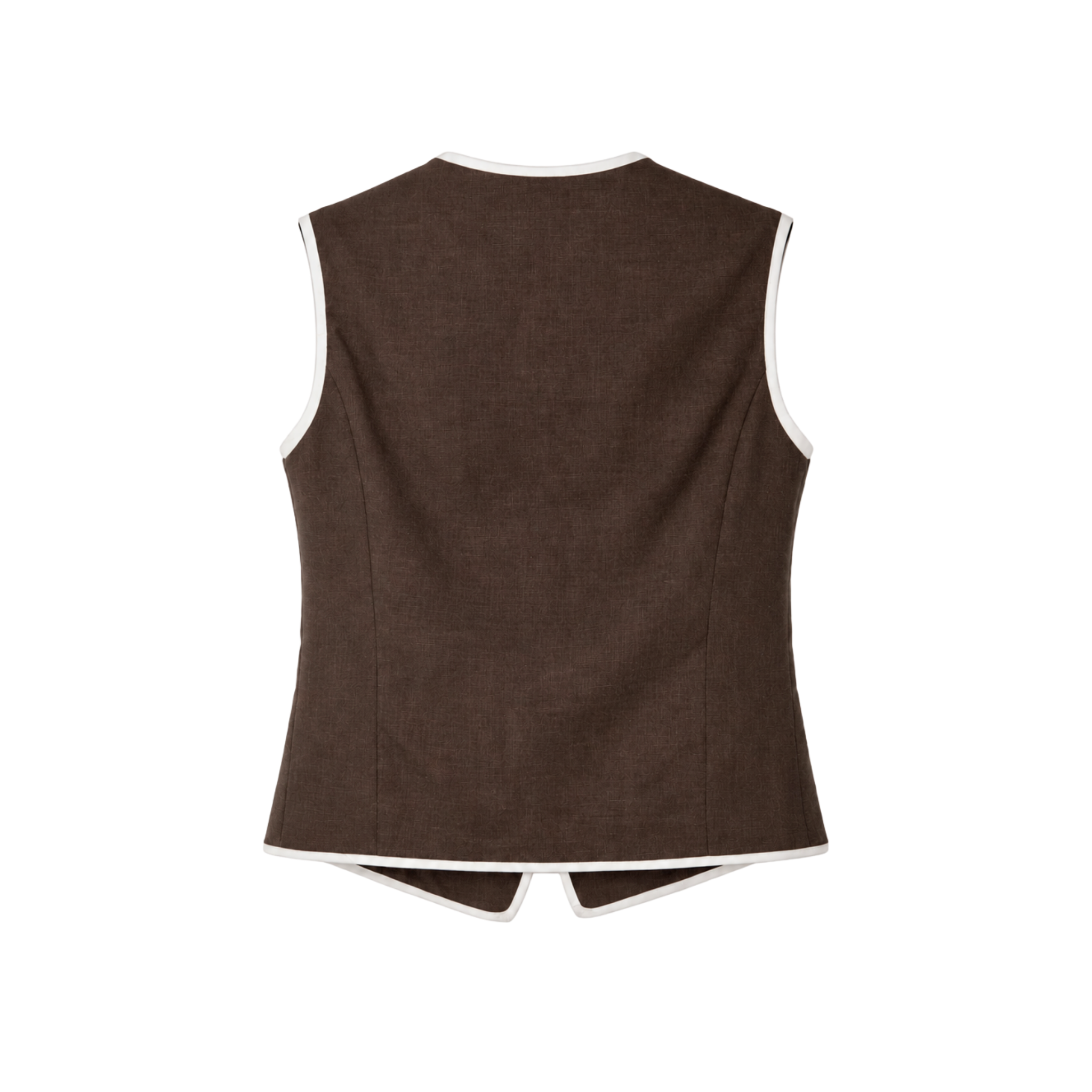 CONTRAST PIPING DETAIL 100% LINEN SET BROWN