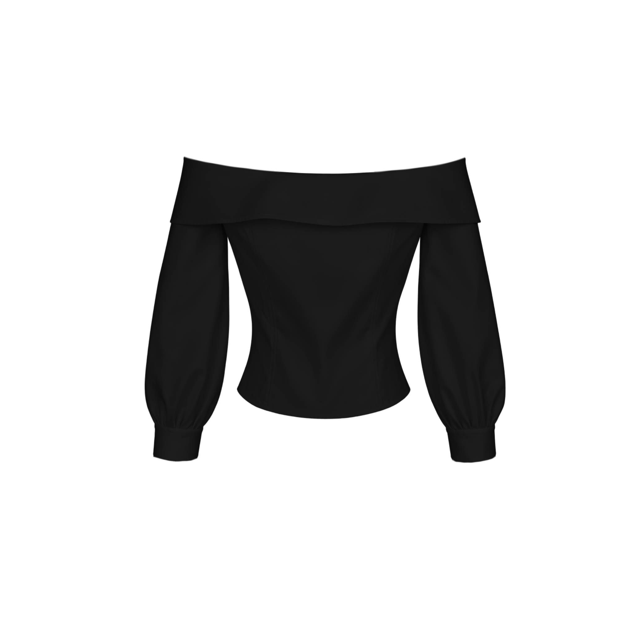 BOAT NECK ZIP DETAIL BLOUSE BLACK