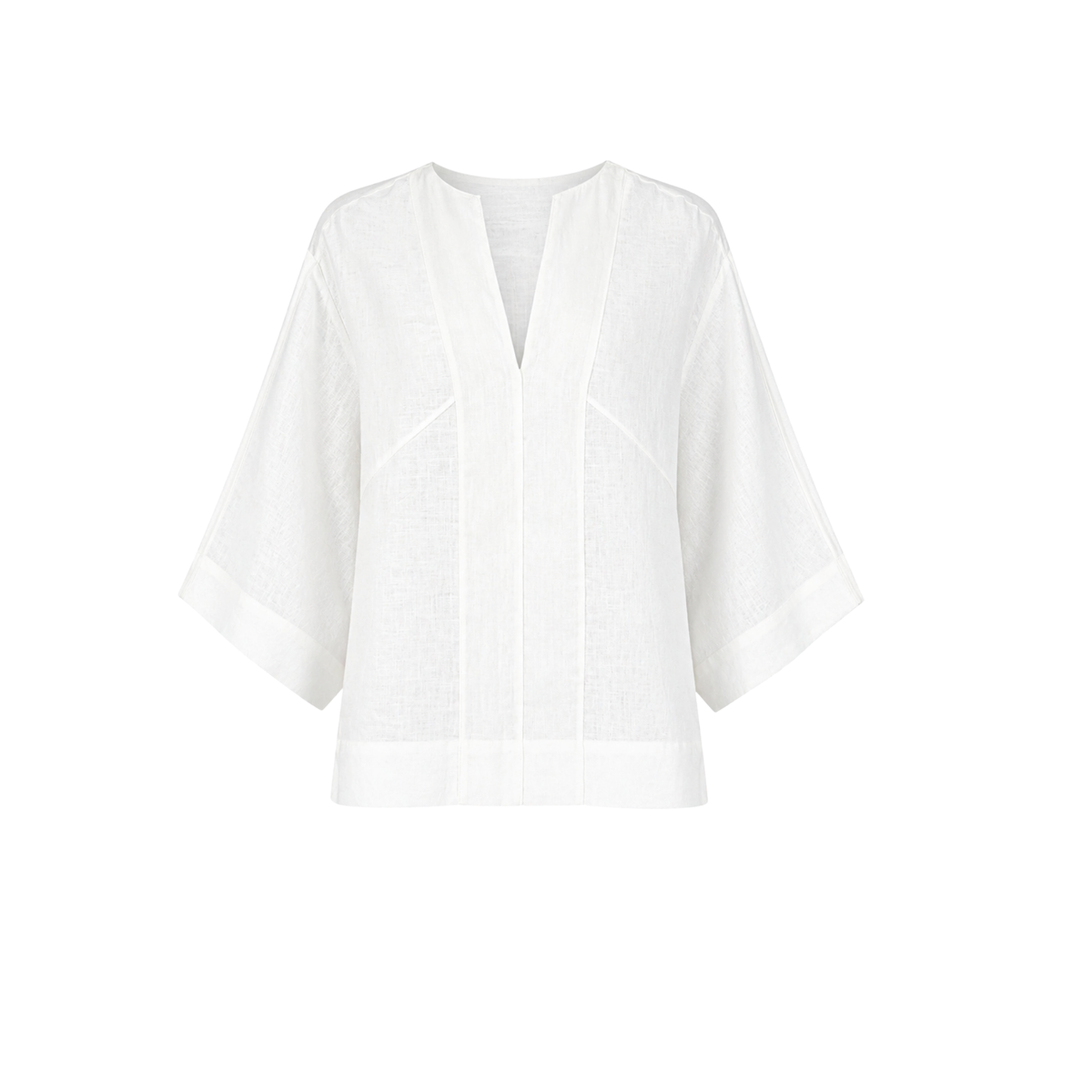V-NECK OVERSIZED LINEN BLOUSE WHITE