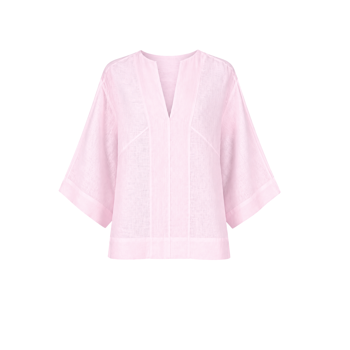 V-NECK OVERSIZED LINEN BLOUSE PINK