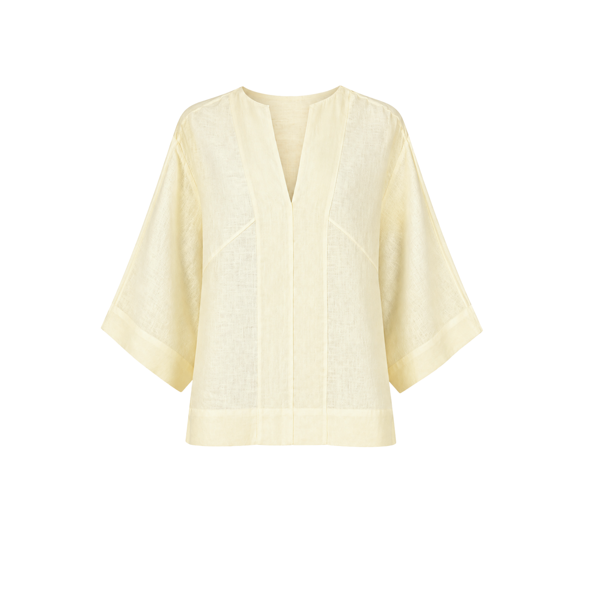 V-NECK OVERSIZED LINEN BLOUSE YELLOW