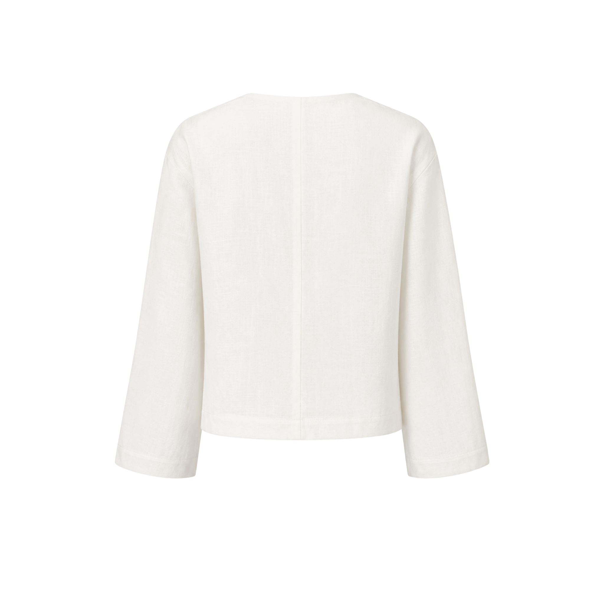 BUTTON DETAIL WIDE SLEEVE 100% LINEN JACKET ECRU