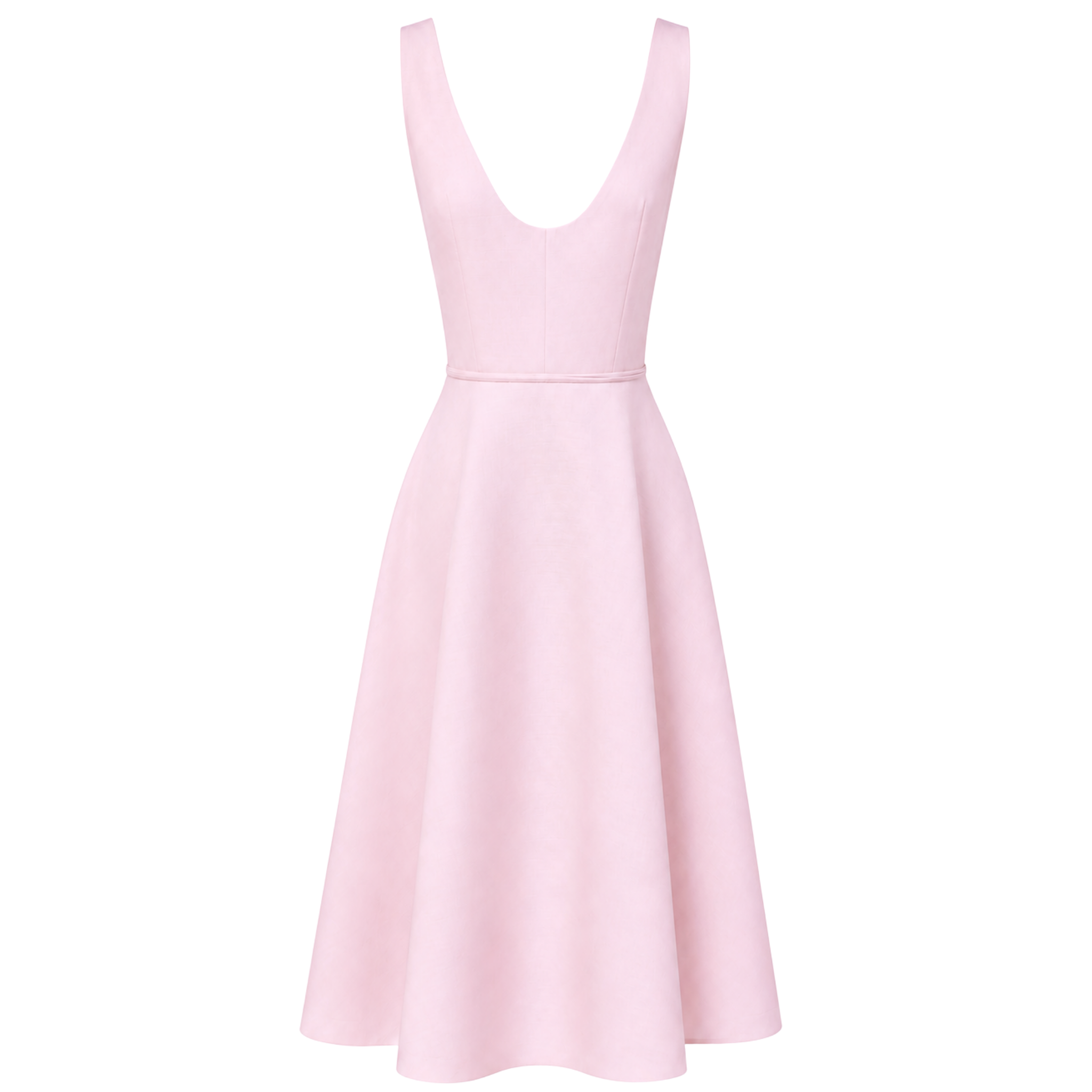 BELT DETAIL CHUNKY STRAPPY 100% LINEN DRESS PINK