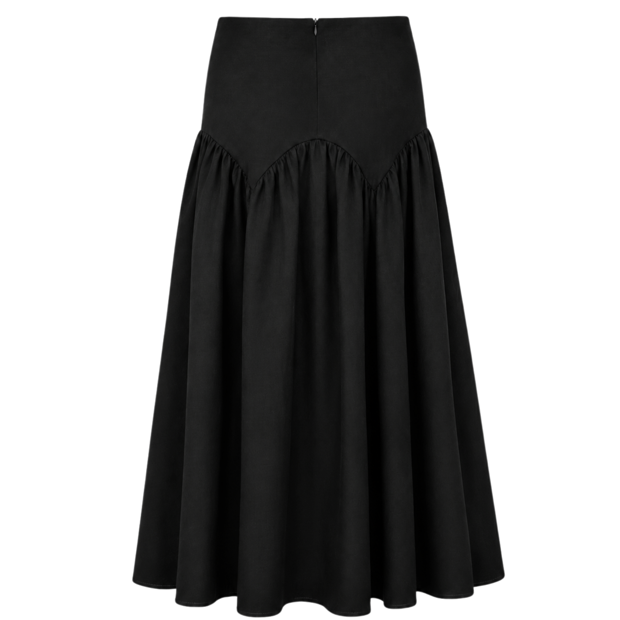 WAIST DETAIL 100% LINEN MAXI LENGTH SKIRT BLACK