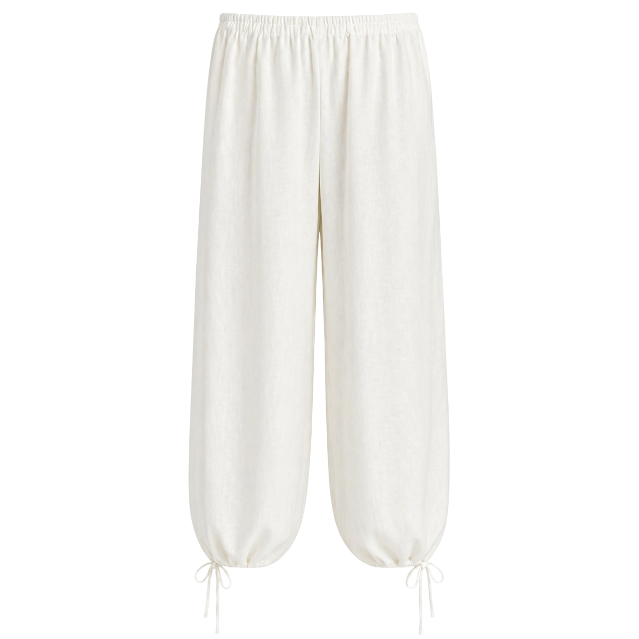LEG DETAIL 100% LINEN TROUSERS WHITE