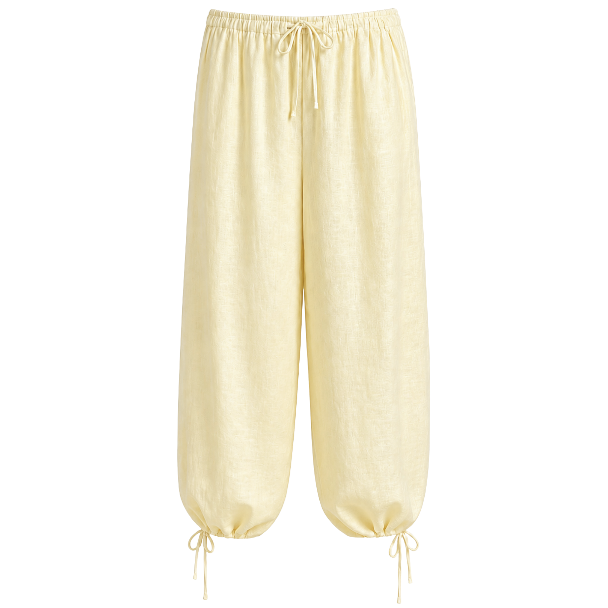 LEG DETAIL 100% LINEN TROUSERS YELLOW