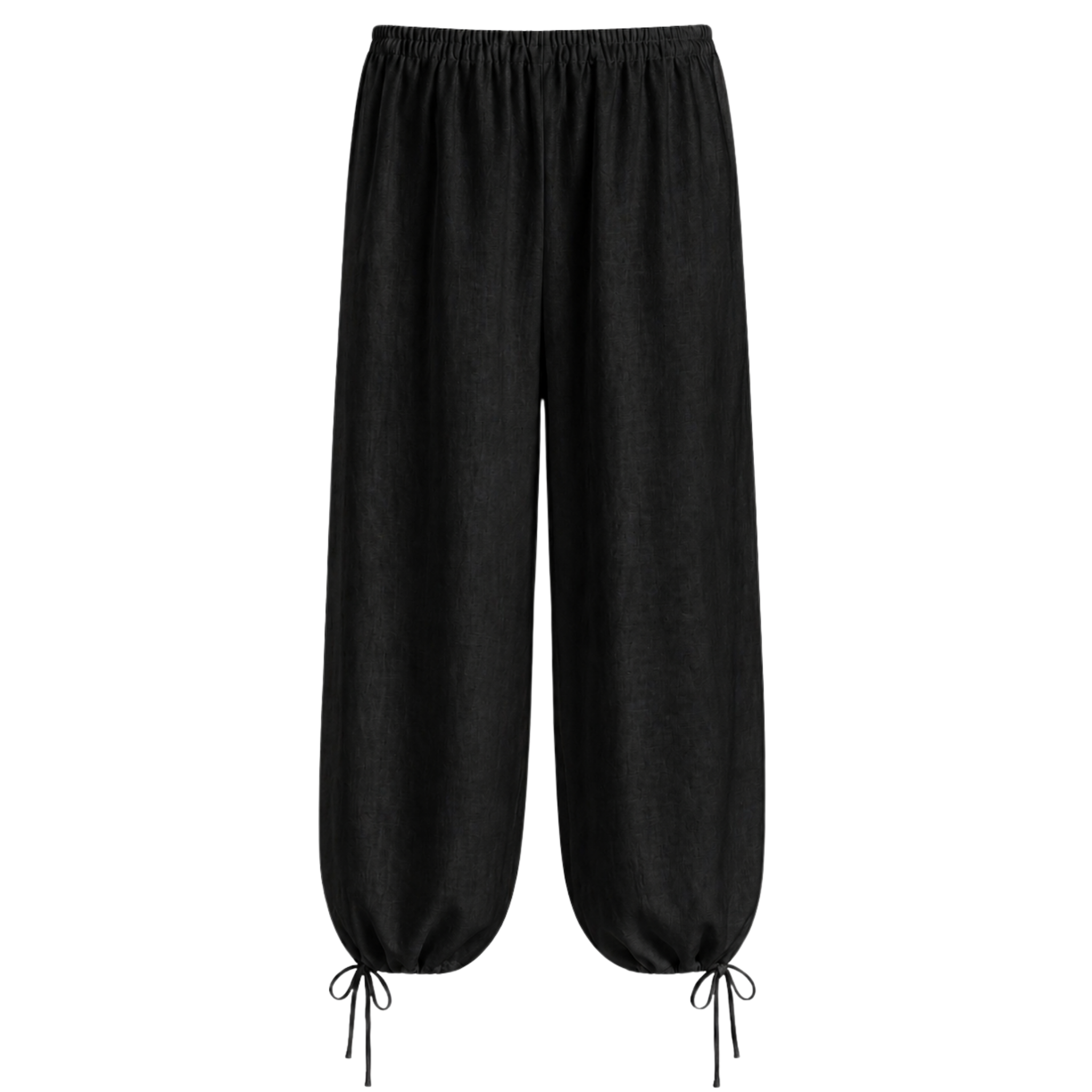 LEG DETAIL 100% LINEN TROUSERS BLACK