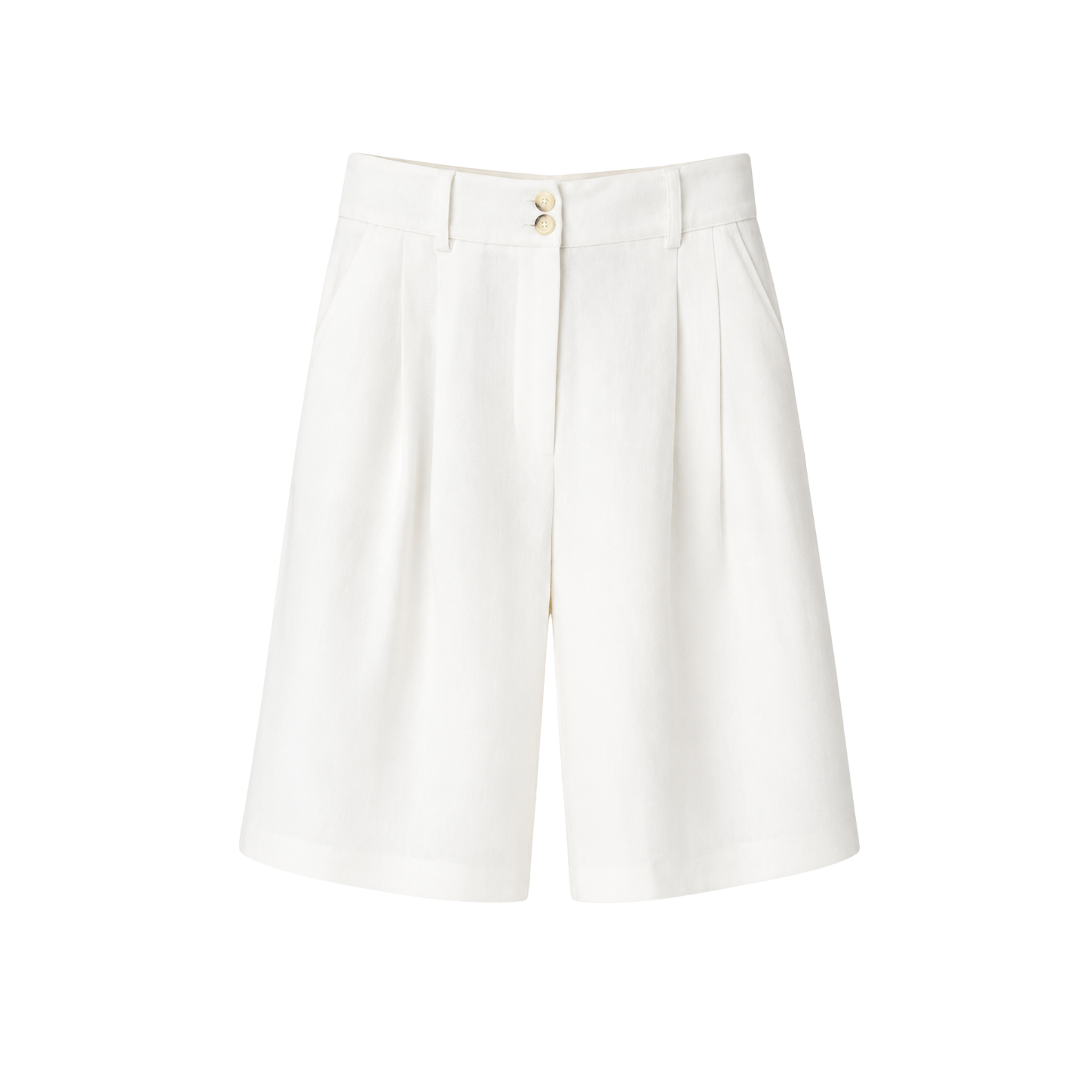 100% LINEN BERMUDA SHORTS WHITE