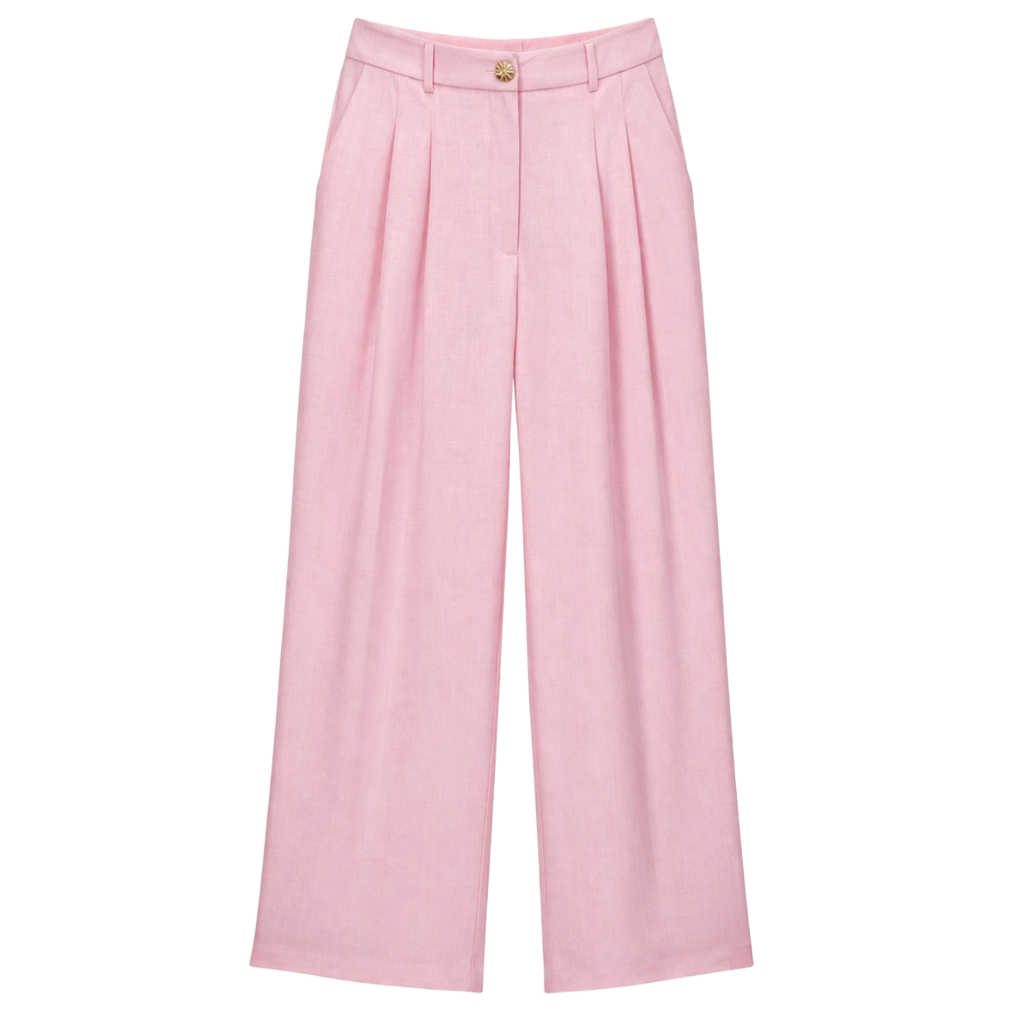 GOLD BUTTONS LINEN SET PINK