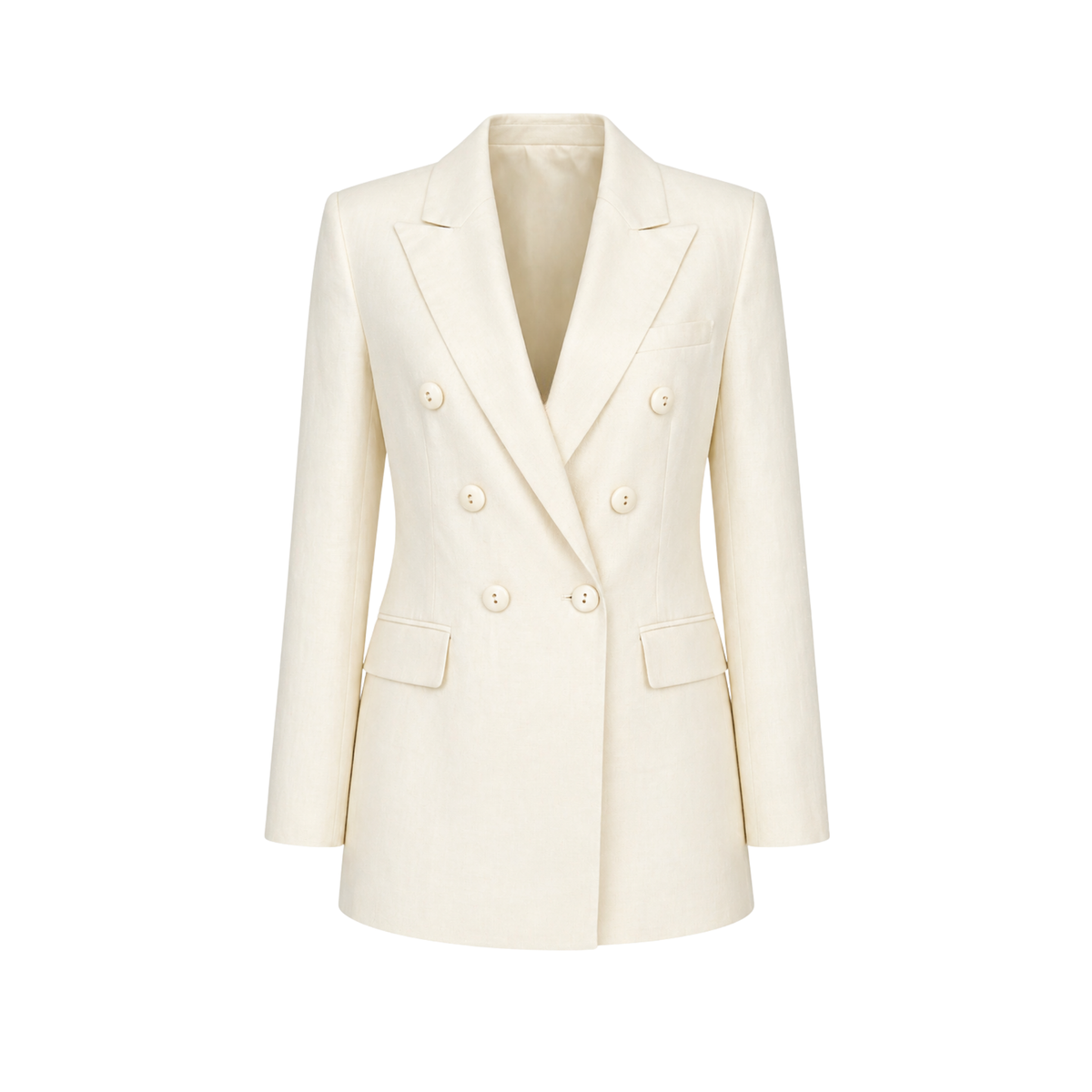 100% LINEN WRAP JACKET AND TROUSERS SET VANILLA