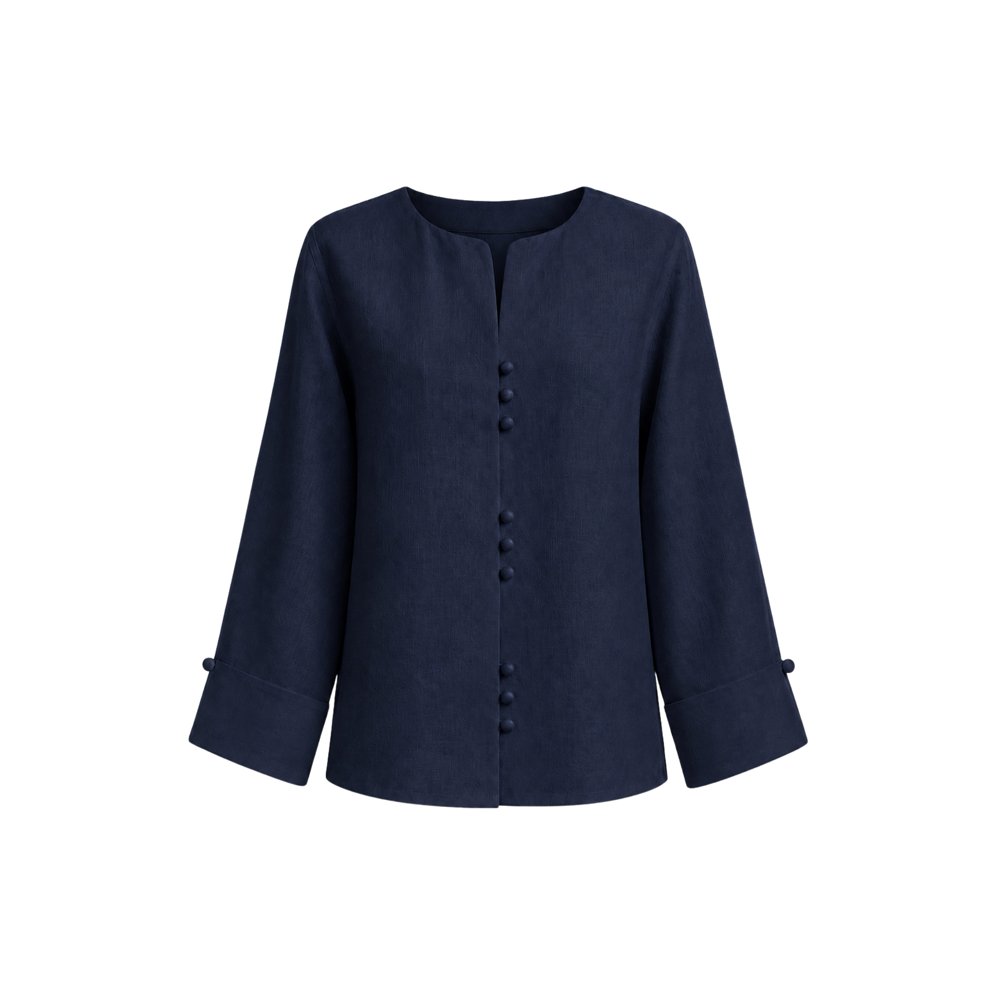 BUTTON DETAIL 100% LINEN SET NAVY