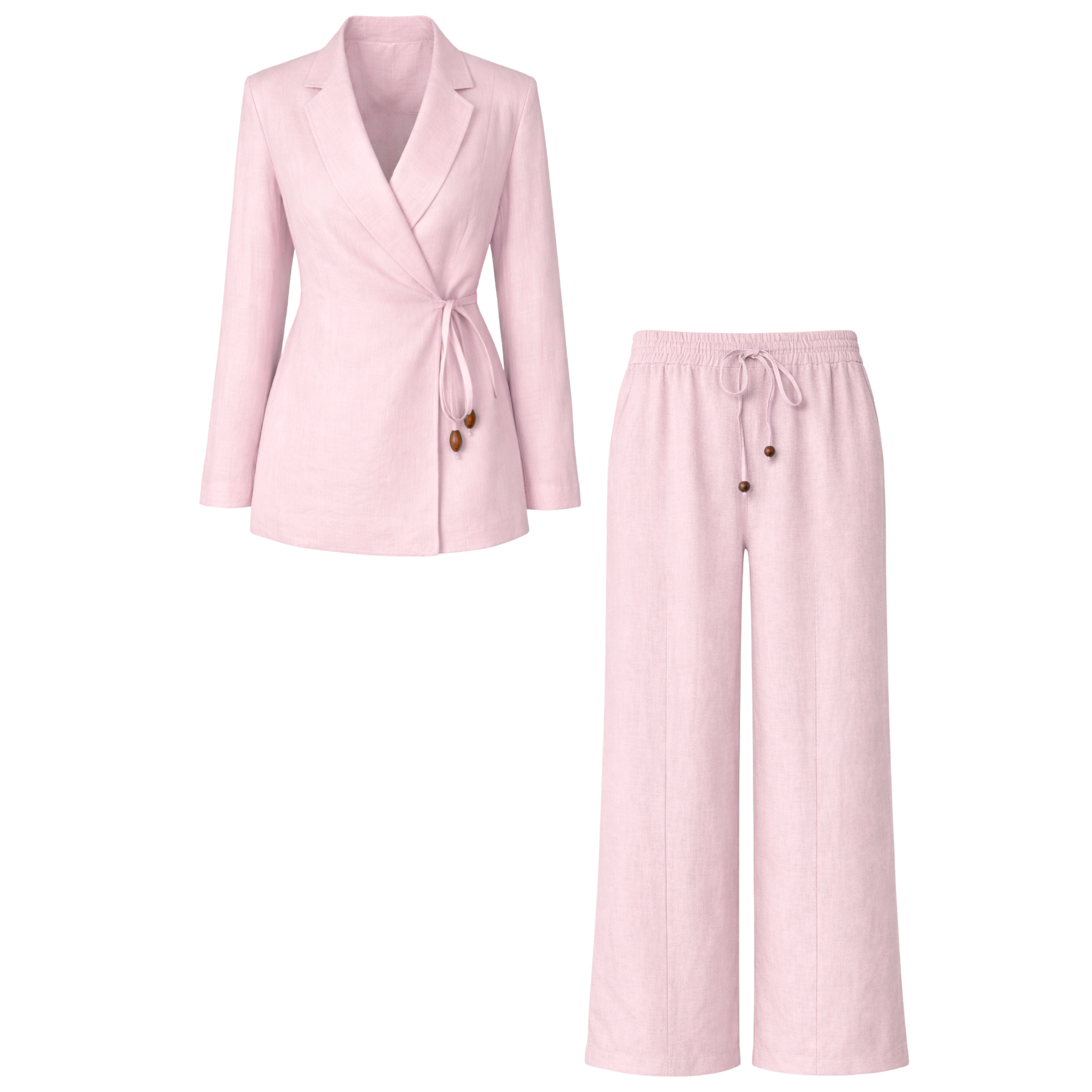 WRAP CLOSURE 100% LINEN SET PINK