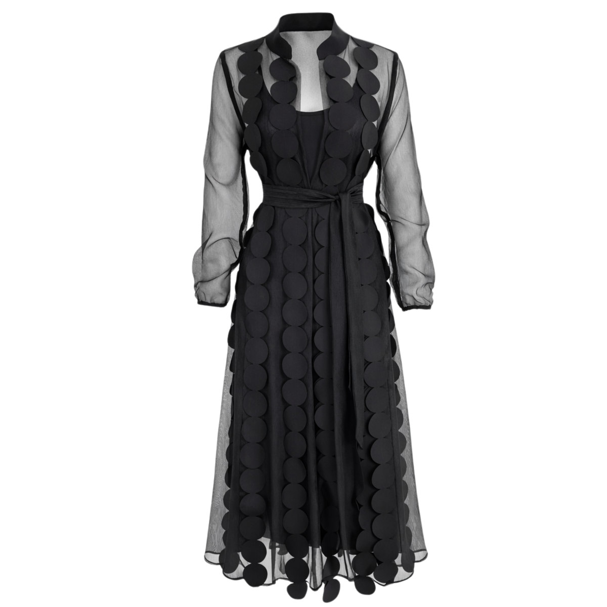 MAXI LENGTH SHEER KIMONO SET BLACK