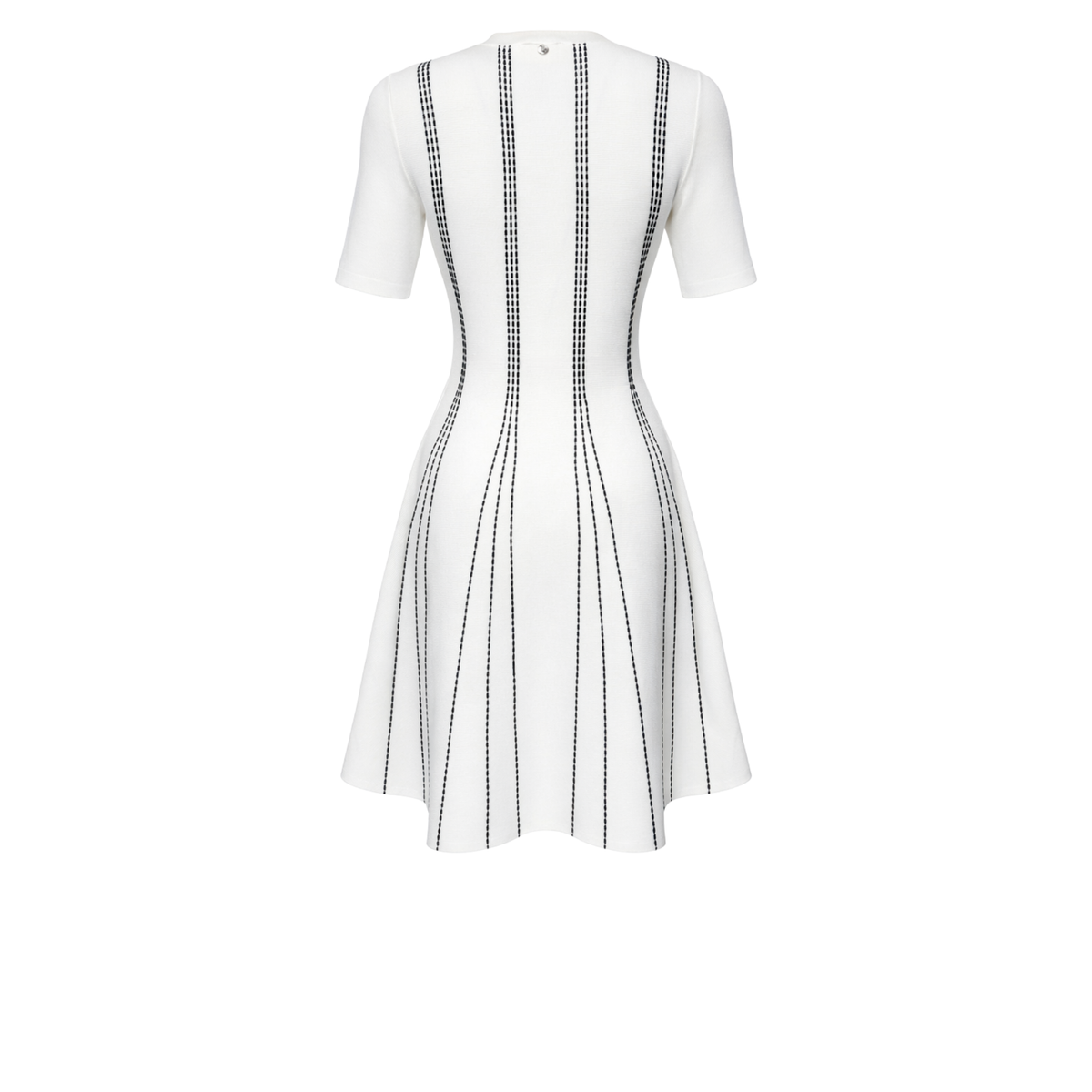 A-LINE STYLE MERCERISED KNIT DRESS WHITE NAVY