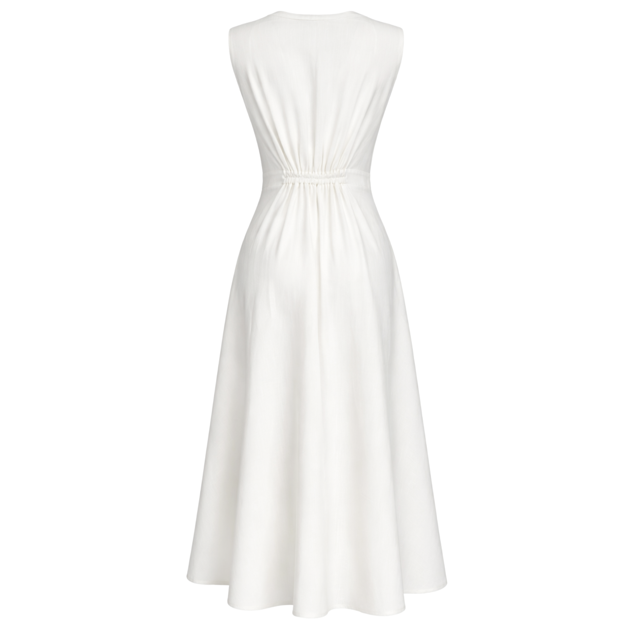 WRAP CLOSURE 100% LINEN DRESS WHITE