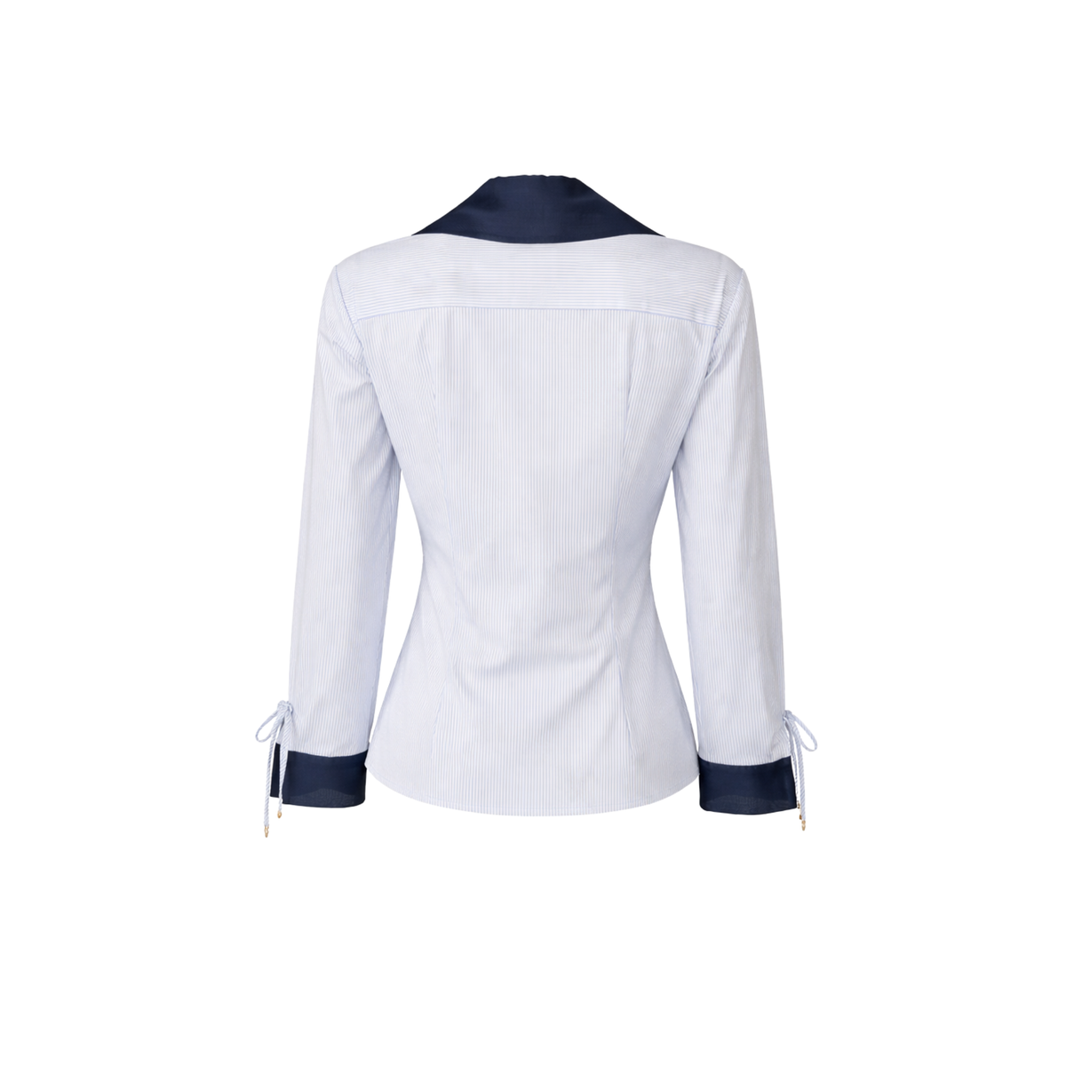 WRAP STYLE STRIPED COTTON SHIRT BLUE