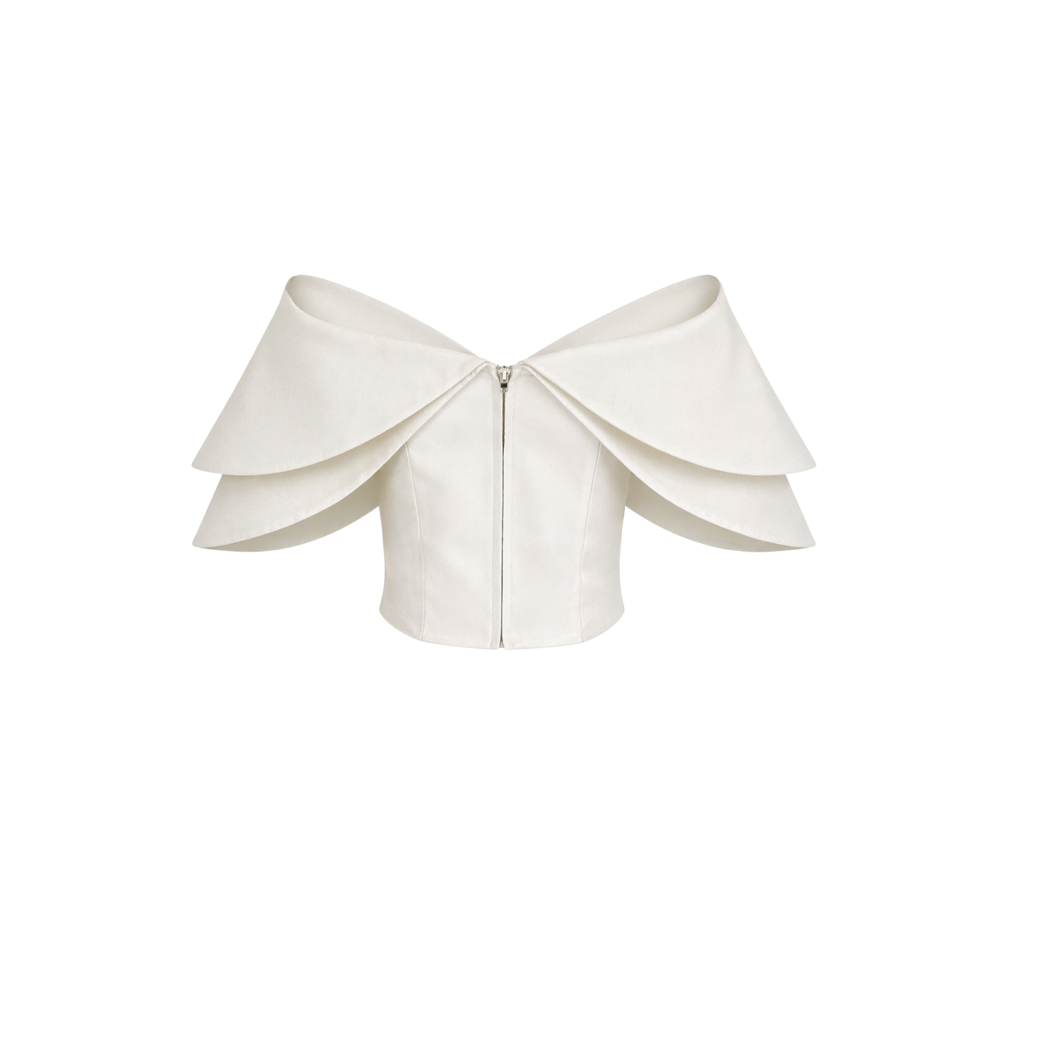 LENA RUFFLE SHOULDERS DETAIL BLOUSE ECRU