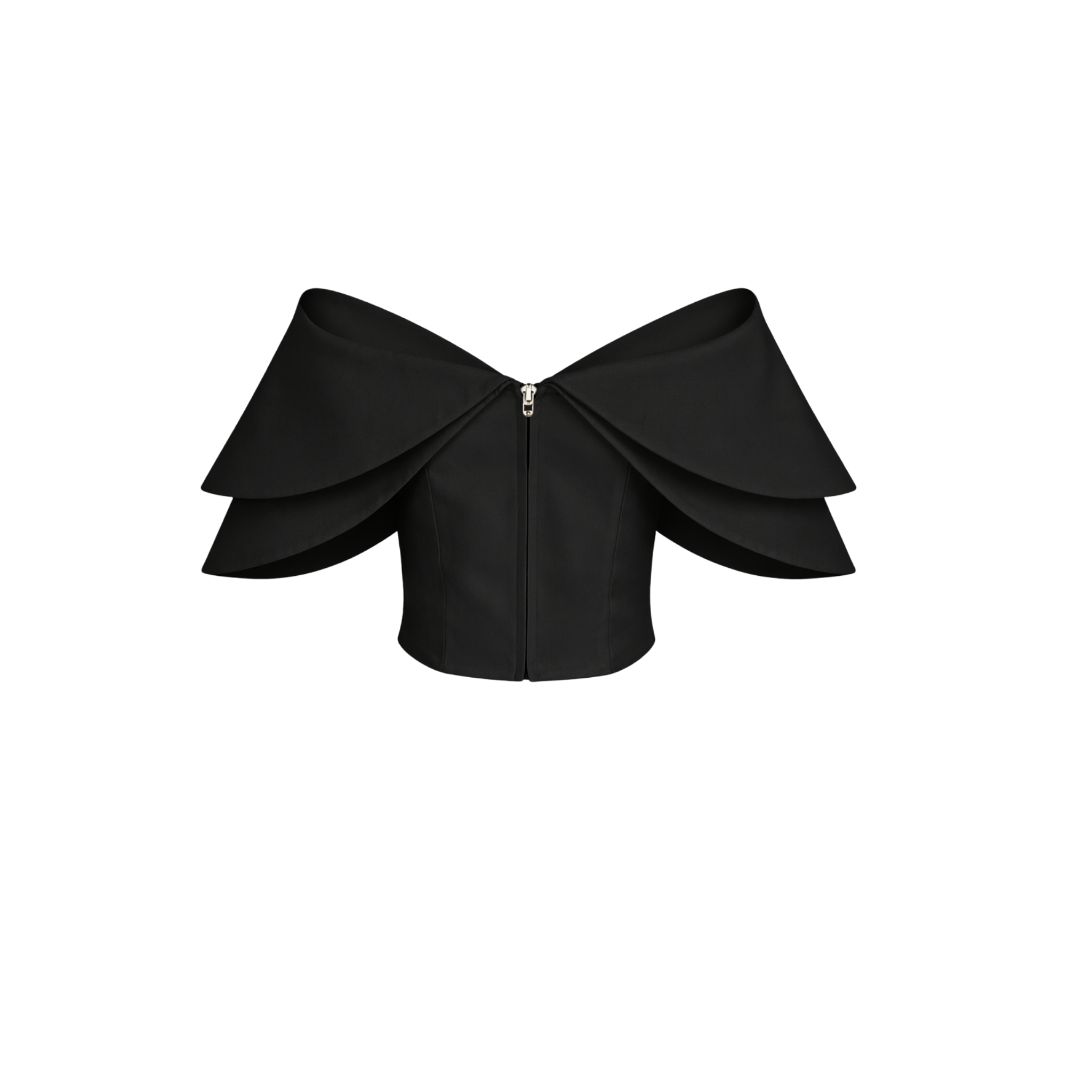 LENA RUFFLE SHOULDERS DETAIL BLOUSE BLACK