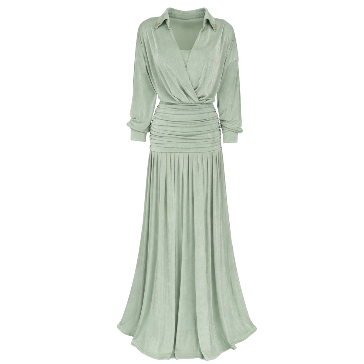 MAXI LENGTH DRAPE DETAIL DRESS MINT