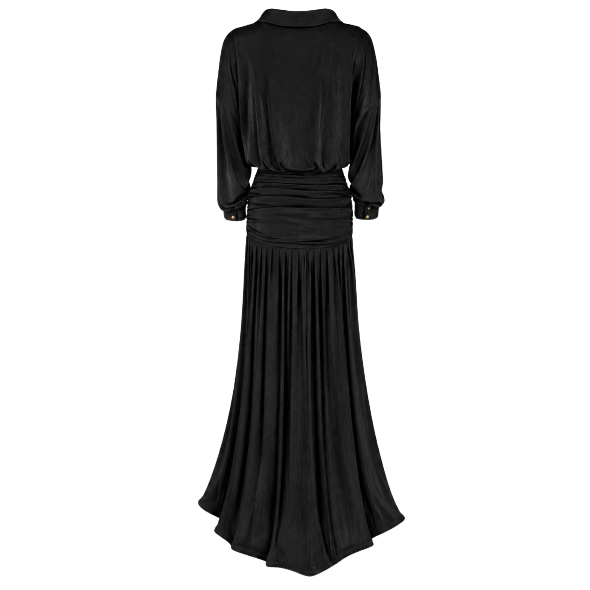 MAXI LENGTH DRAPE DETAIL DRESS BLACK