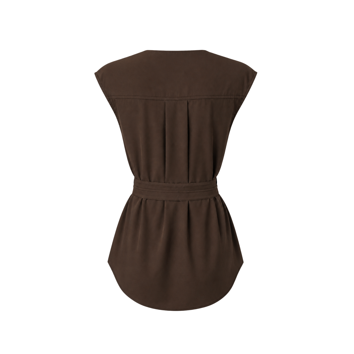 BELTED WAIST COLLAR DETAIL MODAL SET DARK BROWN