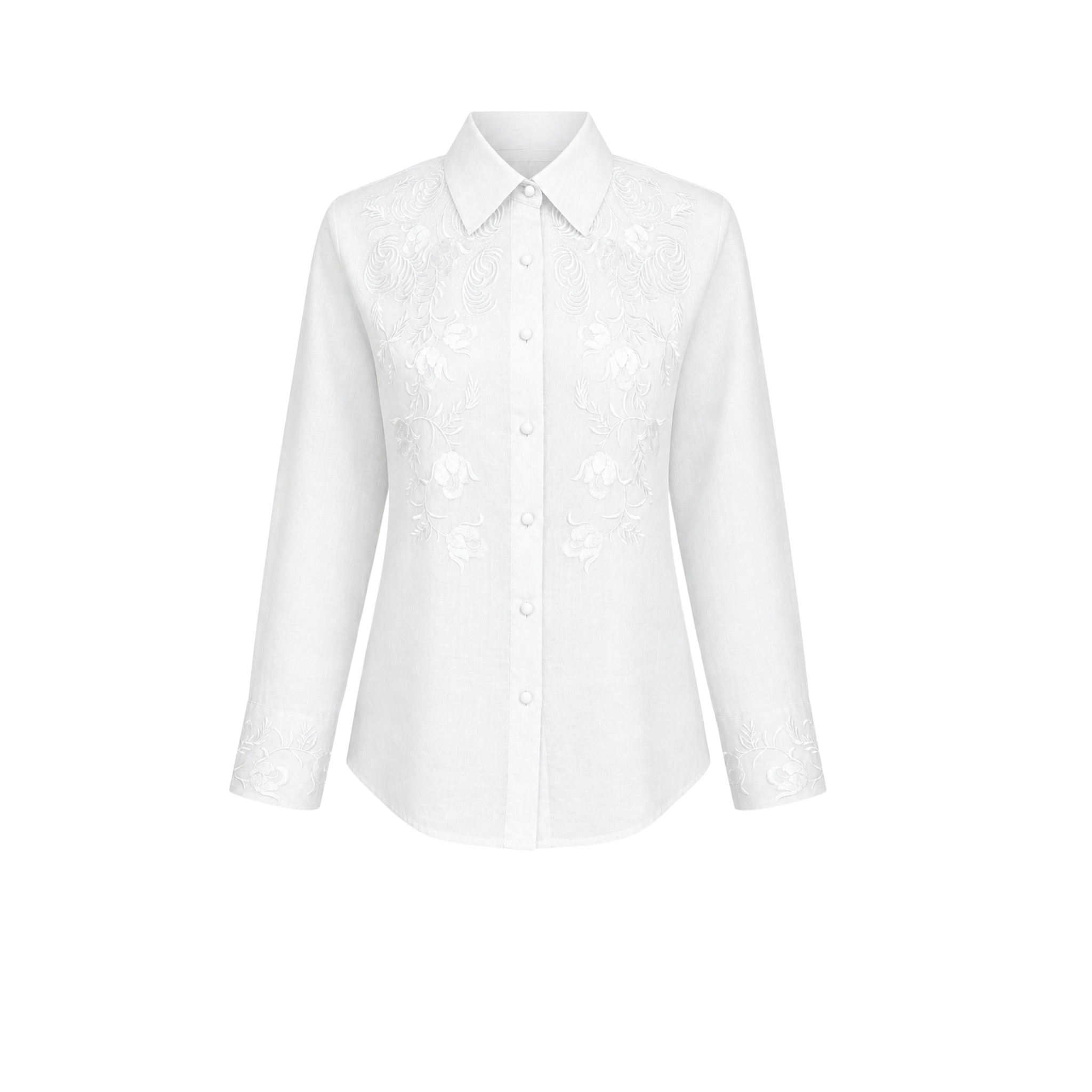 EMBROIDERED 100% RAMIE SHIRT WHITE