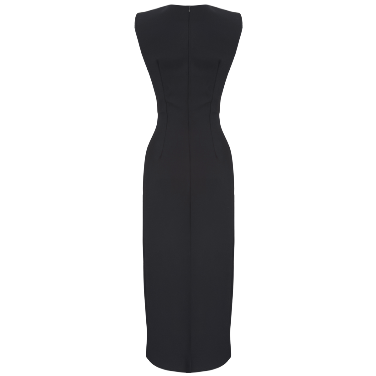 COLLAR DETAIL FRONT SLIT MAXI LENGTH DRESS BLACK