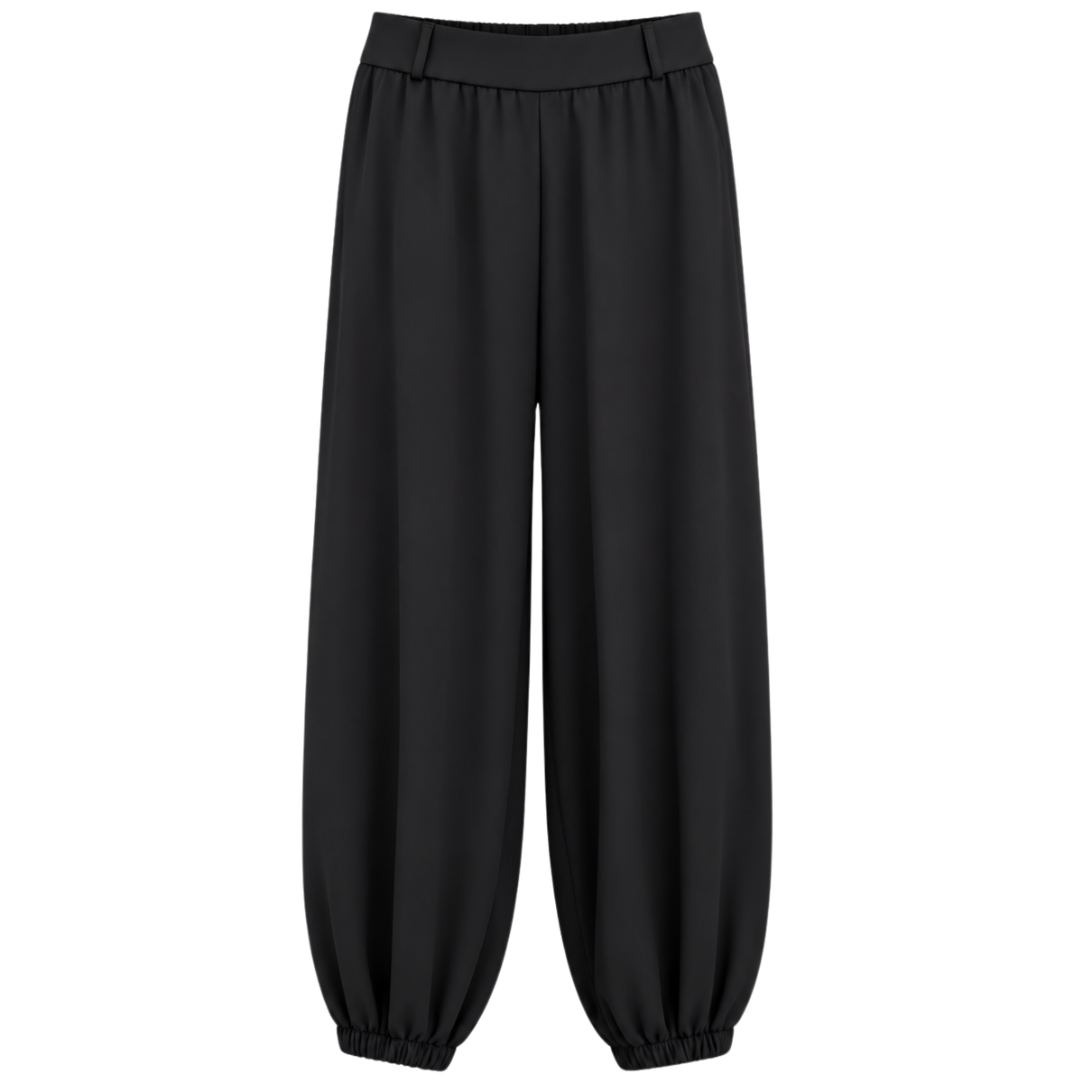 TROUSERS WITH DRAPED HEM DETAIL BLACK