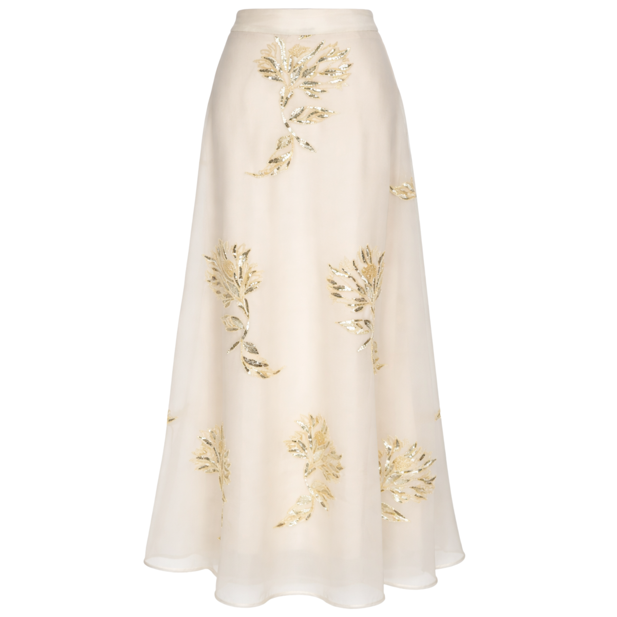 SEQUIN EMBROIDERED CHIFFON SKIRT ECRU