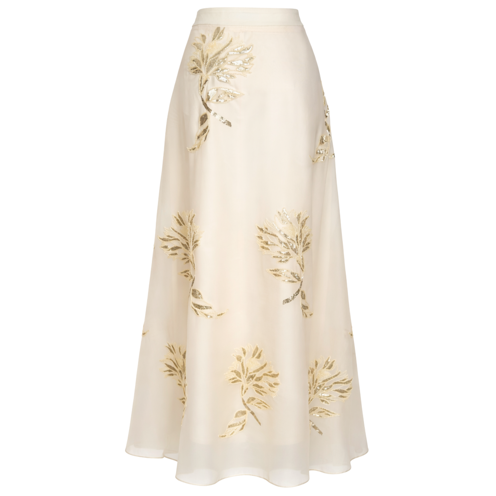 SEQUIN EMBROIDERED CHIFFON SKIRT ECRU