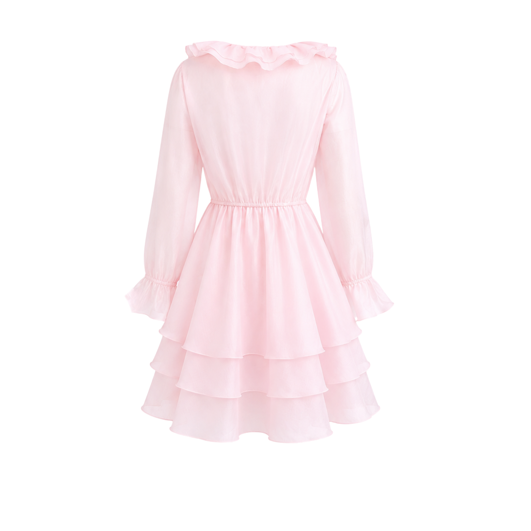 ETEĞİ VOLANLI KISA ELBİSE PEMBE